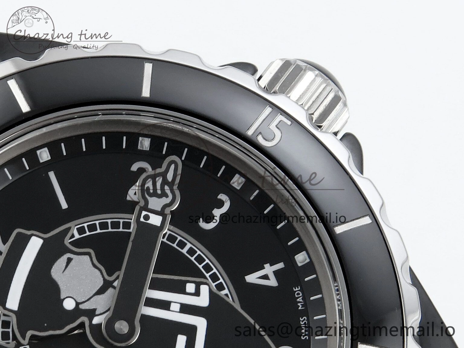 J13 38mm White Ceramic HTF 1:1 Best Edition Black Boy Pattern Dial on Bracelet A2892