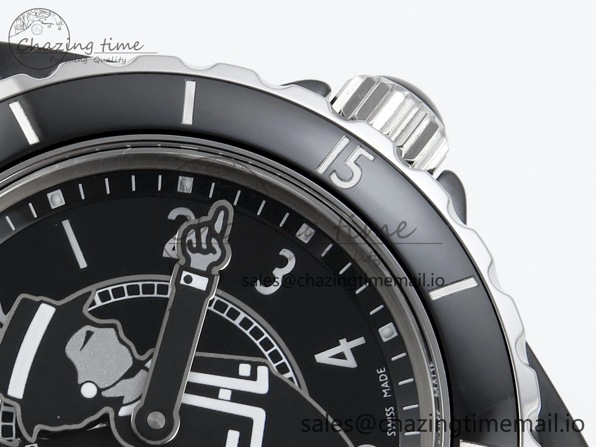 J13 38mm White Ceramic HTF 1:1 Best Edition Black Boy Pattern Dial on Bracelet A2892