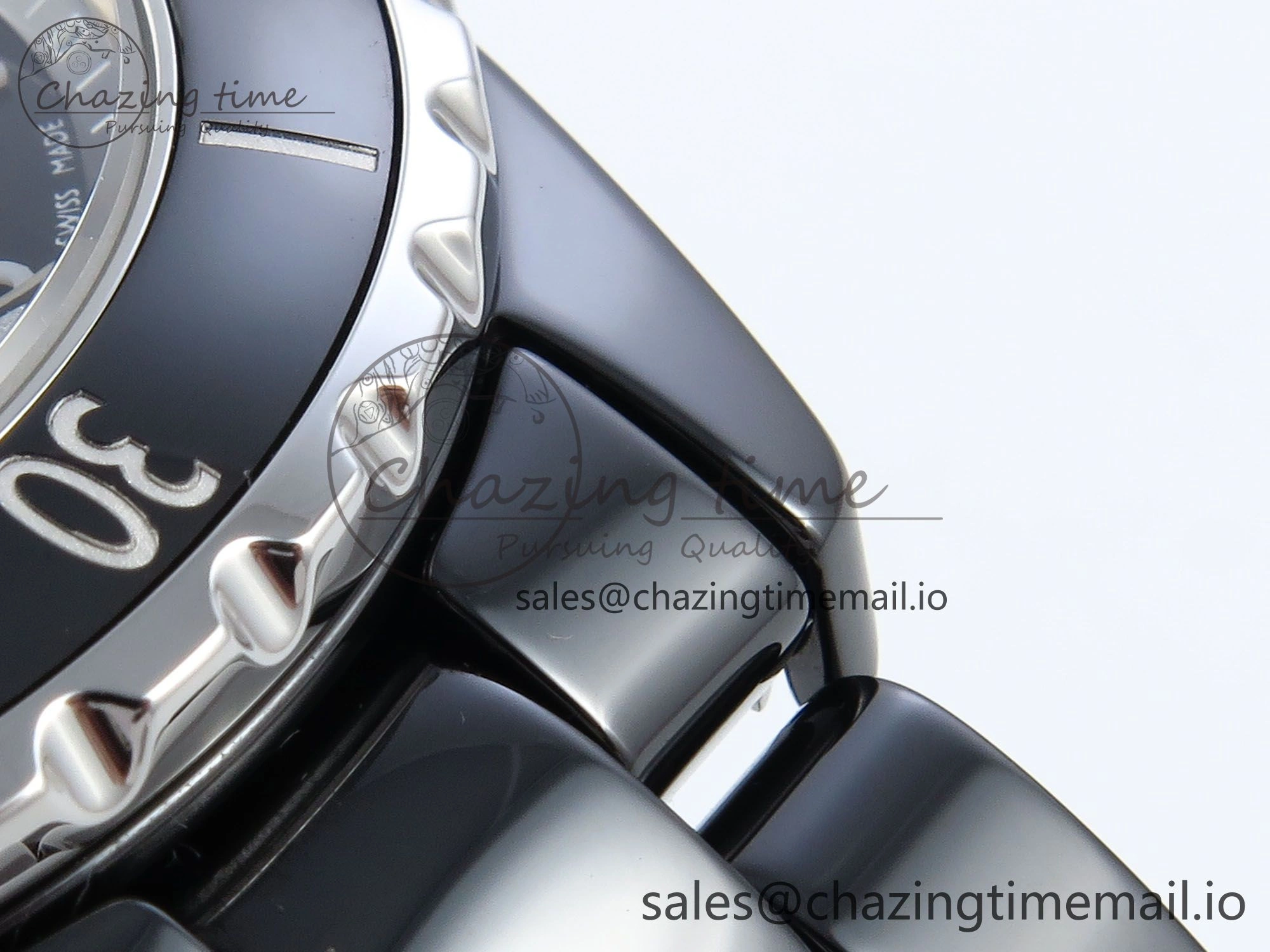 J13 38mm White Ceramic HTF 1:1 Best Edition Black Boy Pattern Dial on Bracelet A2892