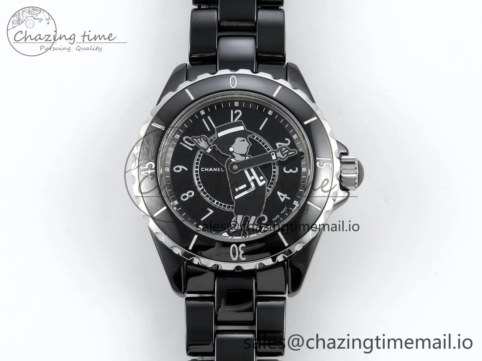 J13 38mm White Ceramic HTF 1:1 Best Edition Black Boy Pattern Dial on Bracelet A2892