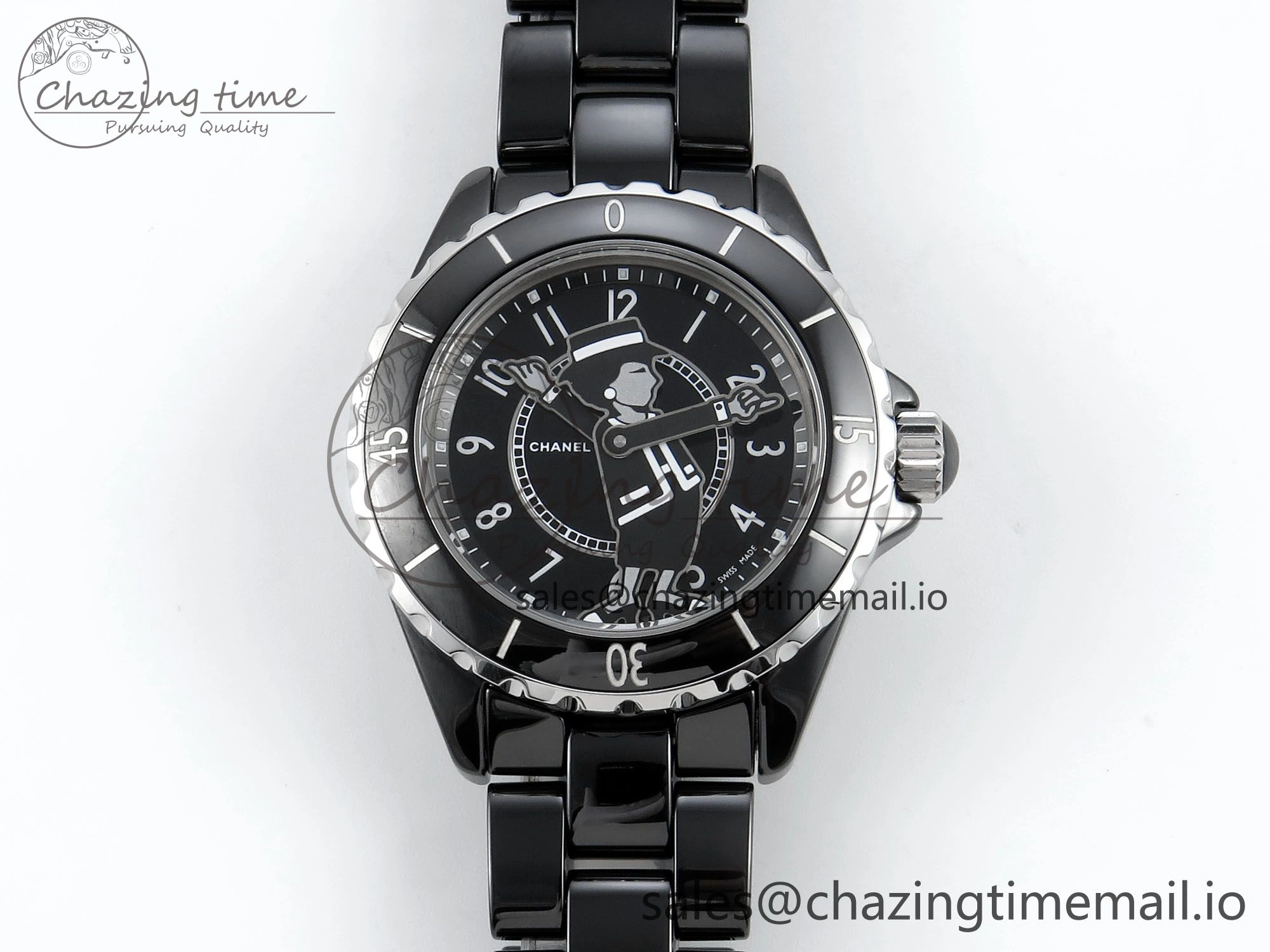 J13 38mm White Ceramic HTF 1:1 Best Edition Black Boy Pattern Dial on Bracelet A2892
