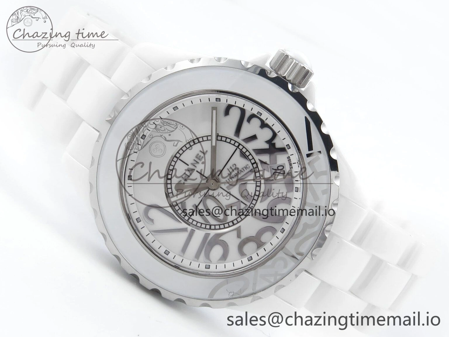 J13 38mm White Ceramic HTF 1:1 Best Edition Numbers Dial on Bracelet A2892