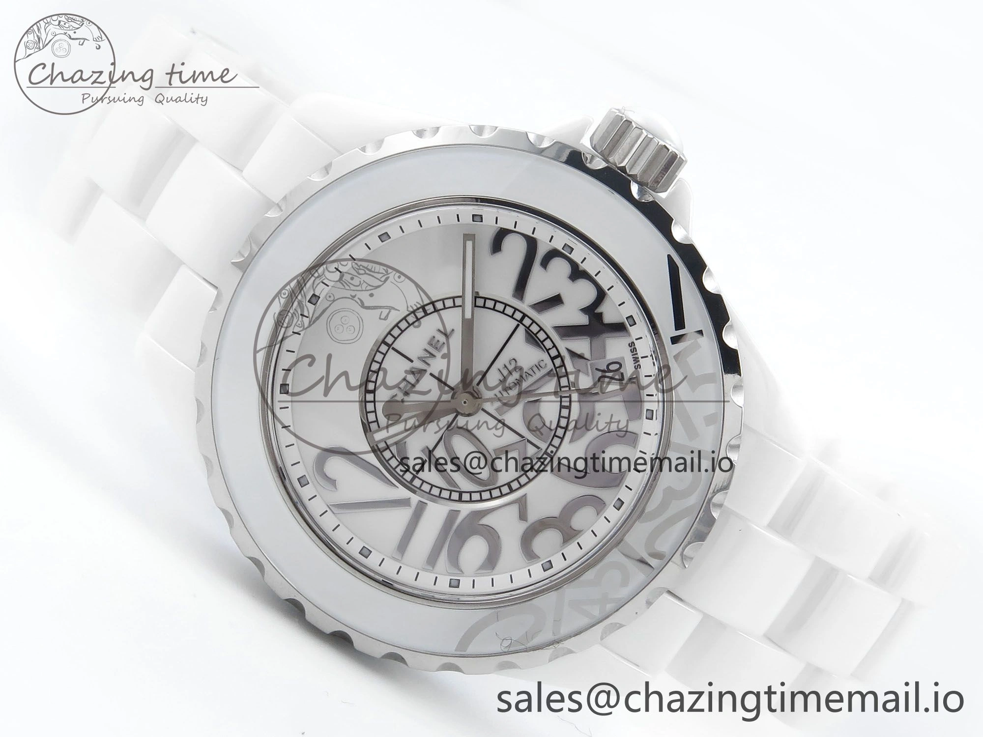 J13 38mm White Ceramic HTF 1:1 Best Edition Numbers Dial on Bracelet A2892