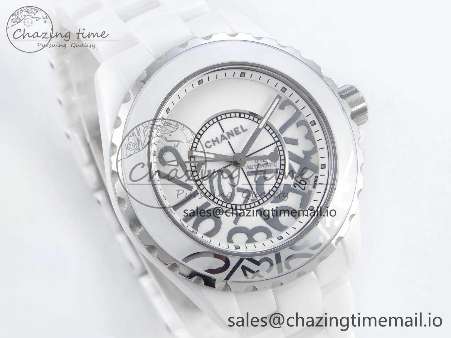 J13 38mm White Ceramic HTF 1:1 Best Edition Numbers Dial on Bracelet A2892