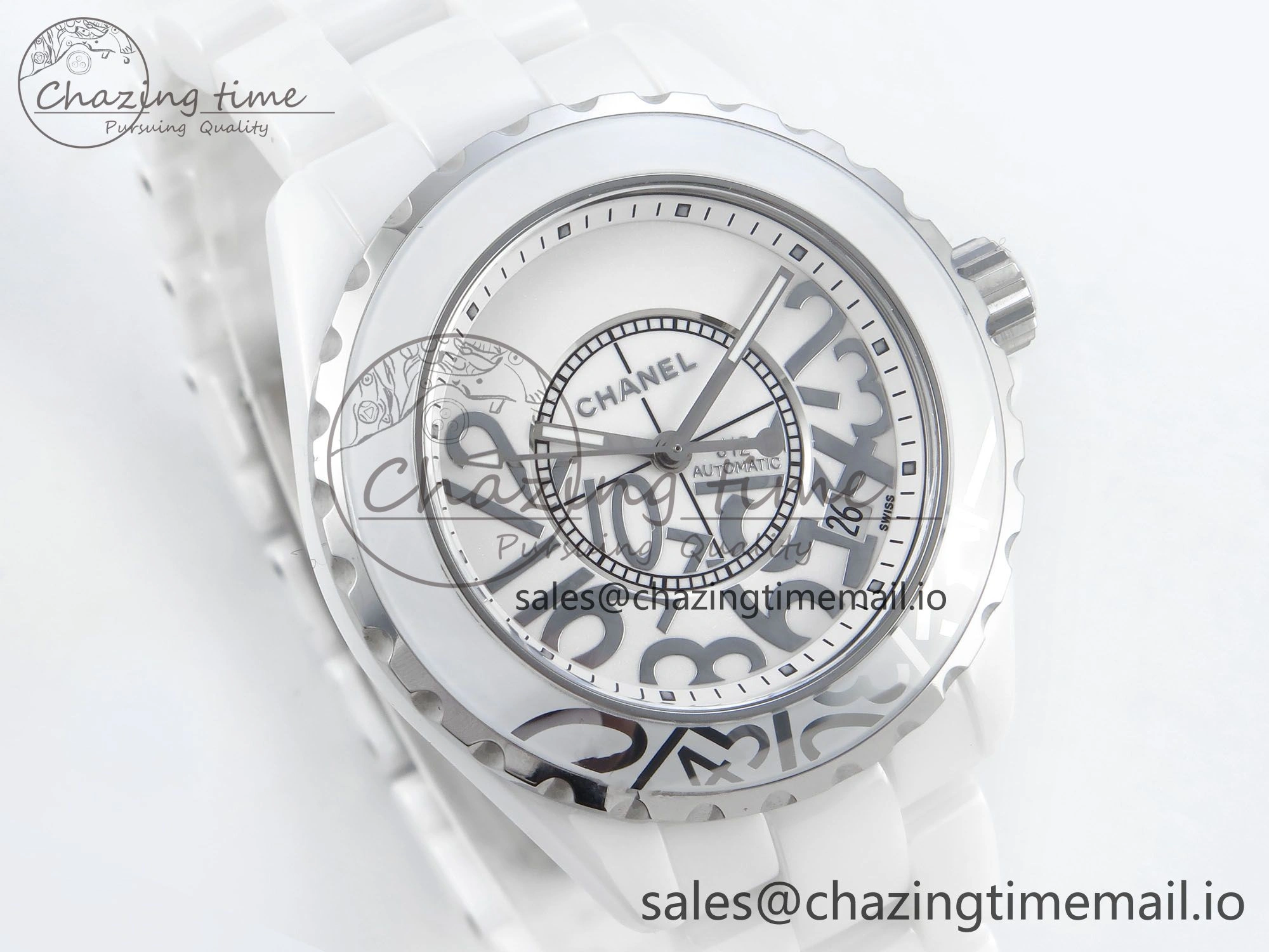 J13 38mm White Ceramic HTF 1:1 Best Edition Numbers Dial on Bracelet A2892
