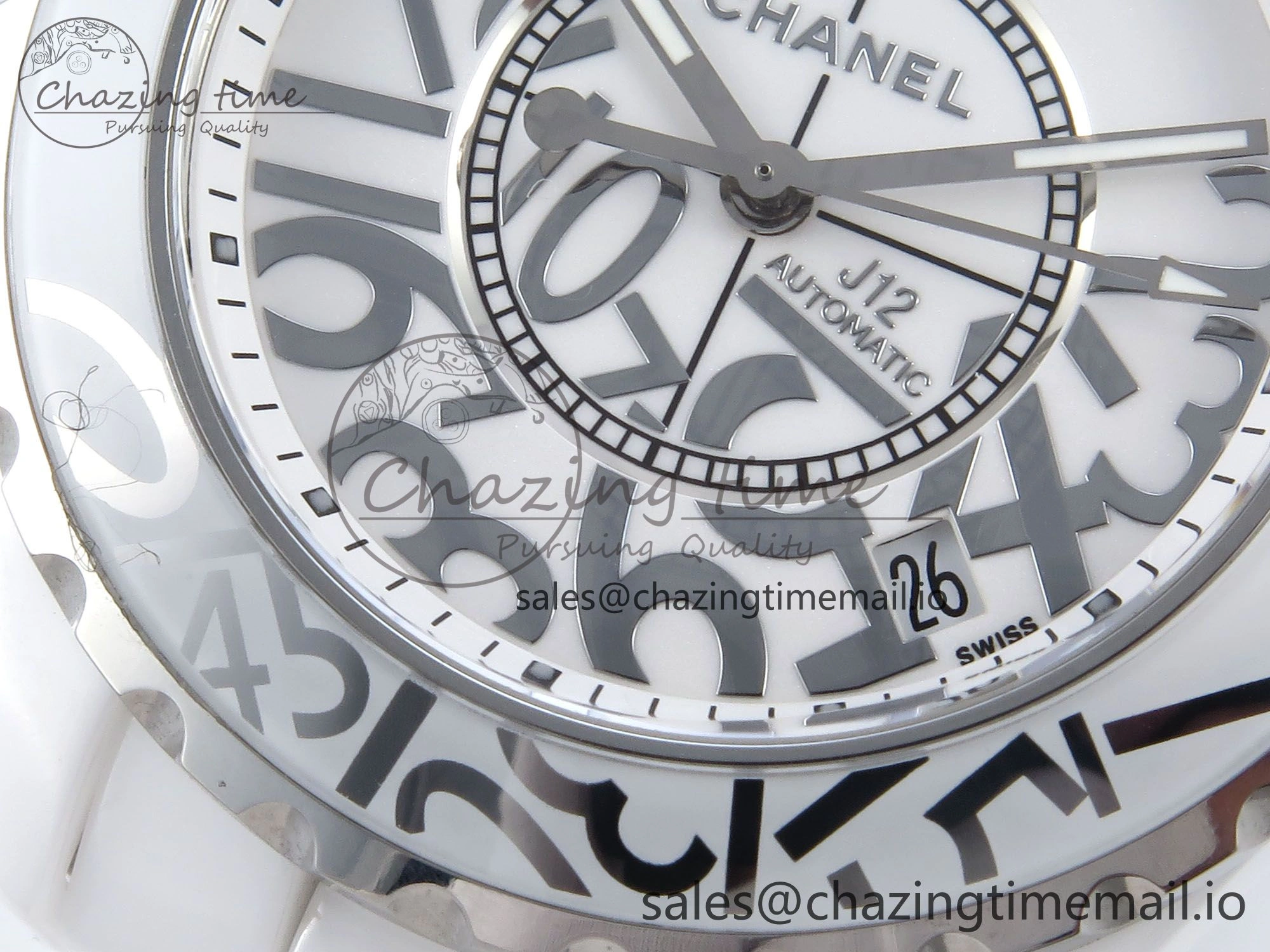 J13 38mm White Ceramic HTF 1:1 Best Edition Numbers Dial on Bracelet A2892
