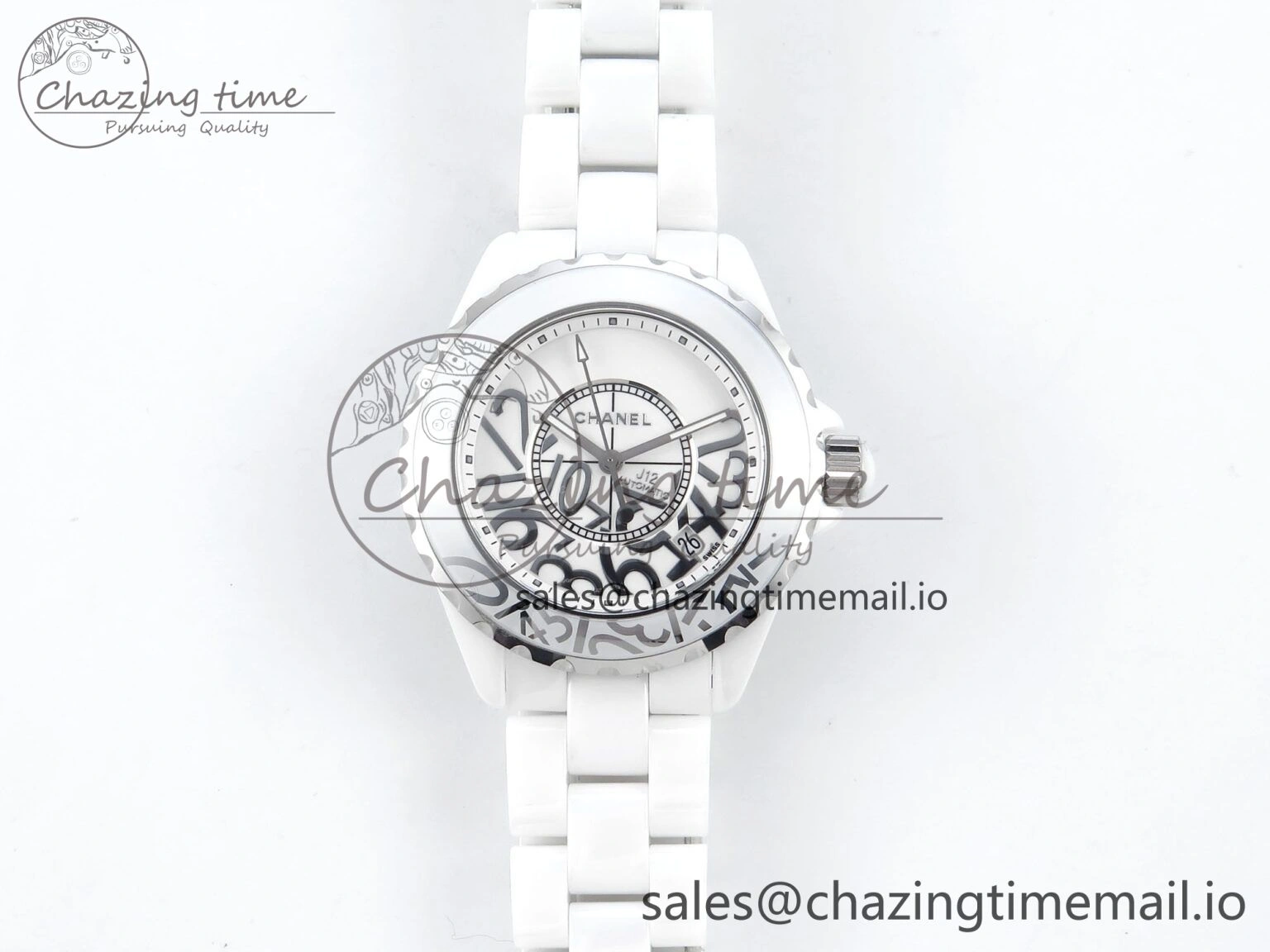 J13 38mm White Ceramic HTF 1:1 Best Edition Numbers Dial on Bracelet A2892