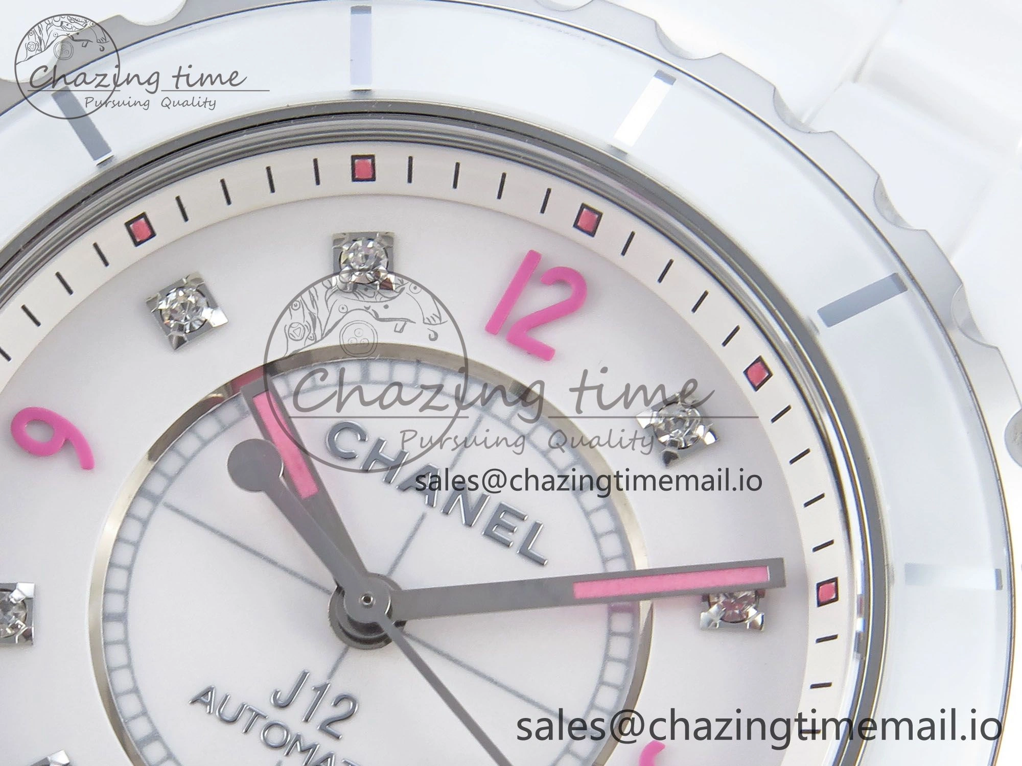 J13 38mm White Ceramic HTF 1:1 Best Edition Pink Dial Diamonds Makers on Bracelet A2892