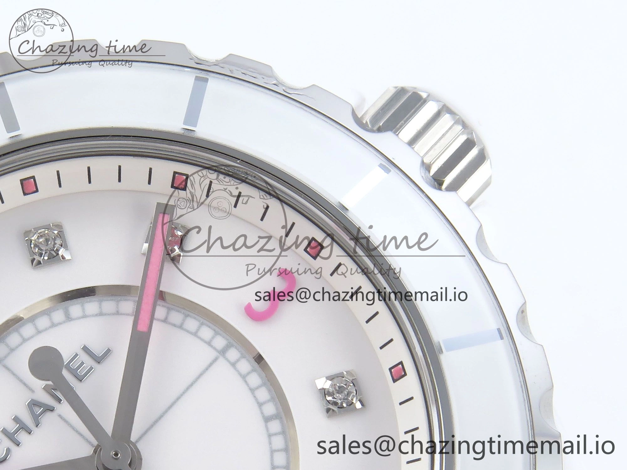 J13 38mm White Ceramic HTF 1:1 Best Edition Pink Dial Diamonds Makers on Bracelet A2892
