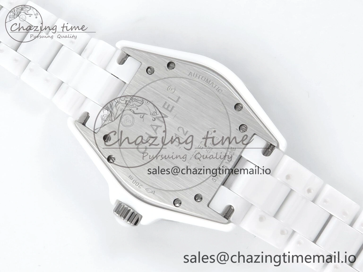J13 38mm White Ceramic HTF 1:1 Best Edition Pink MOP Dial Diamonds Markers on Bracelet A2892