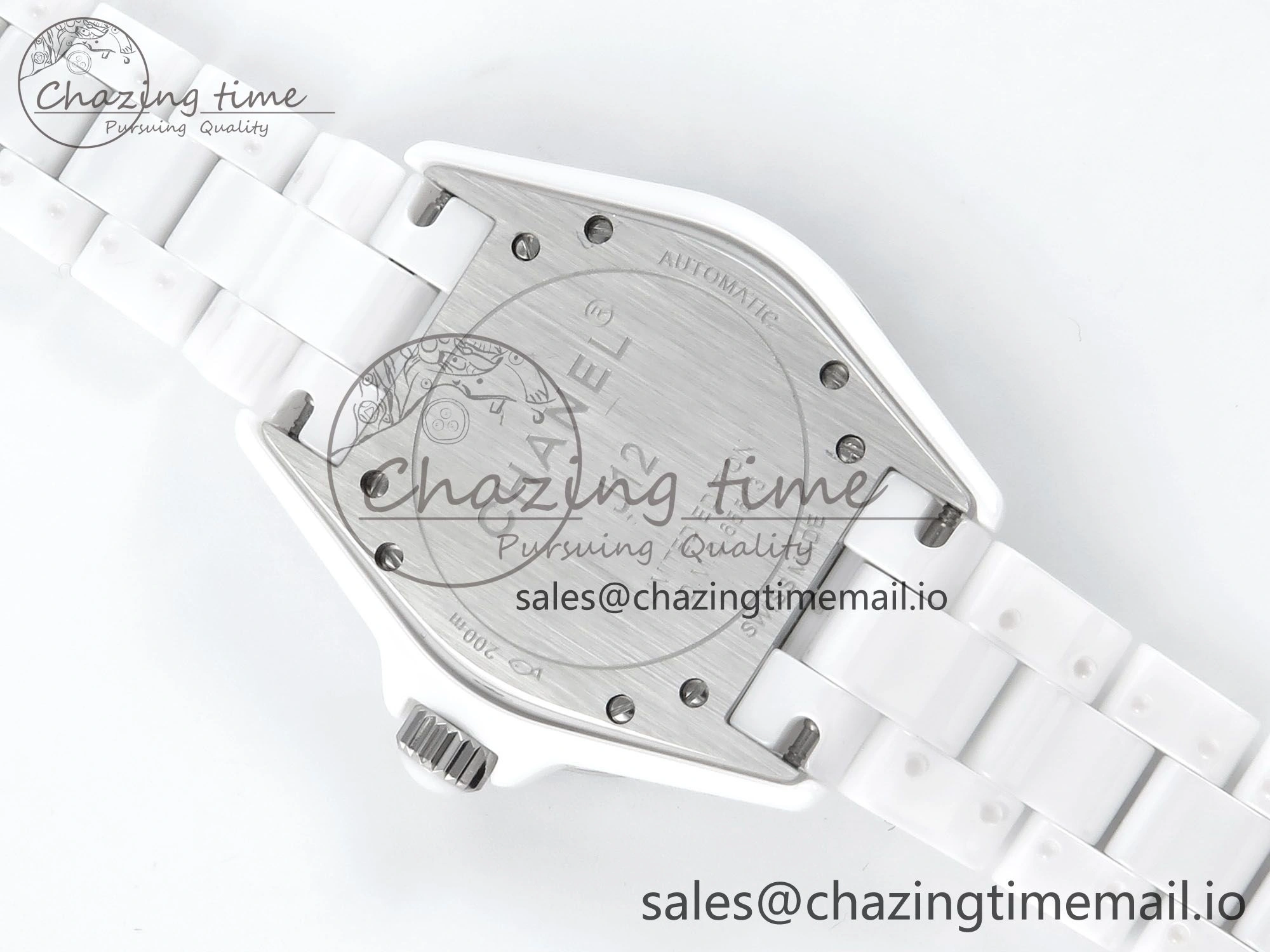 J13 38mm White Ceramic HTF 1:1 Best Edition Pink MOP Dial Diamonds Markers on Bracelet A2892