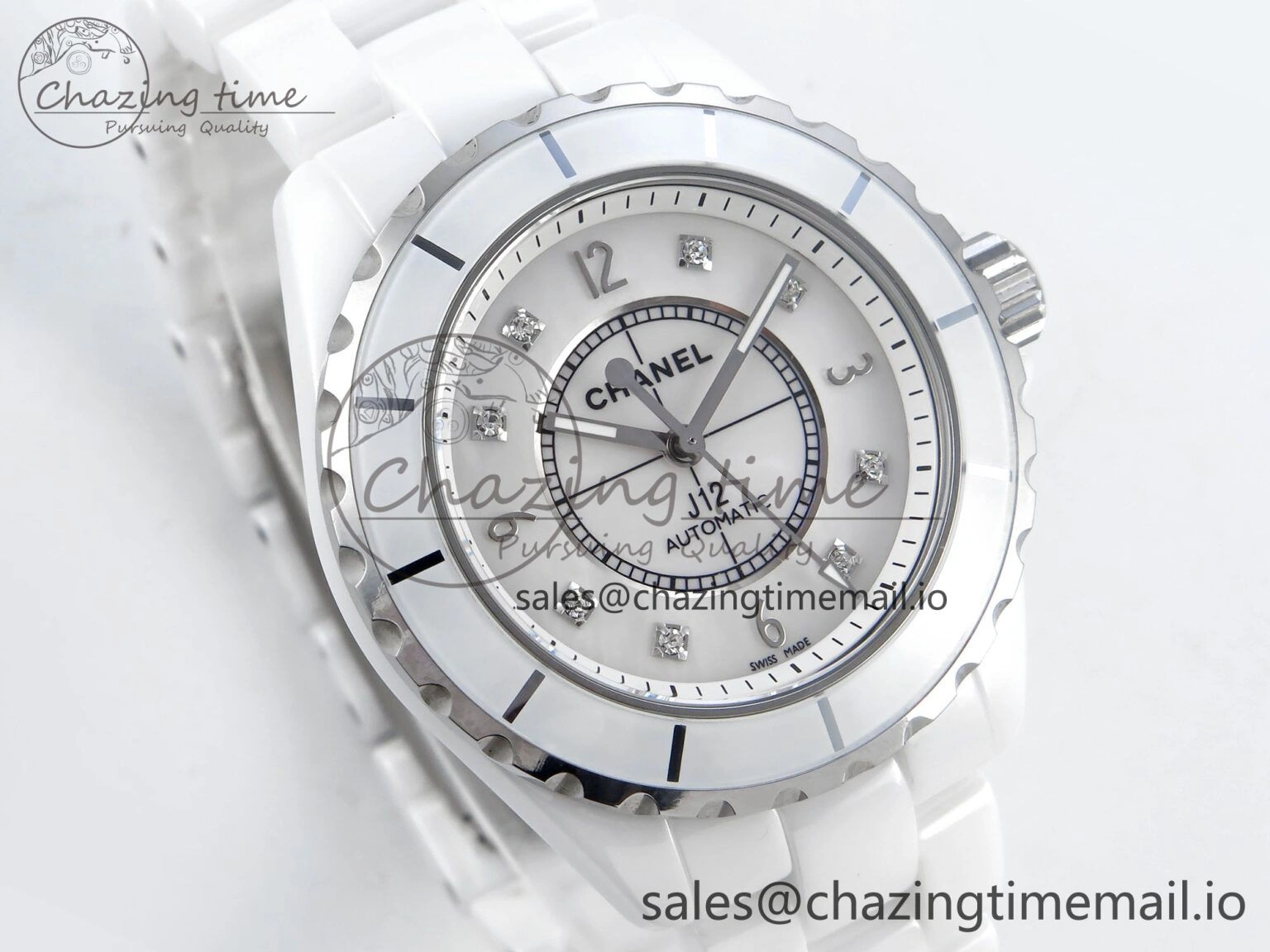 J13 38mm White Ceramic HTF 1:1 Best Edition White Dial Diamonds Numbers Makers on Bracelet A2892