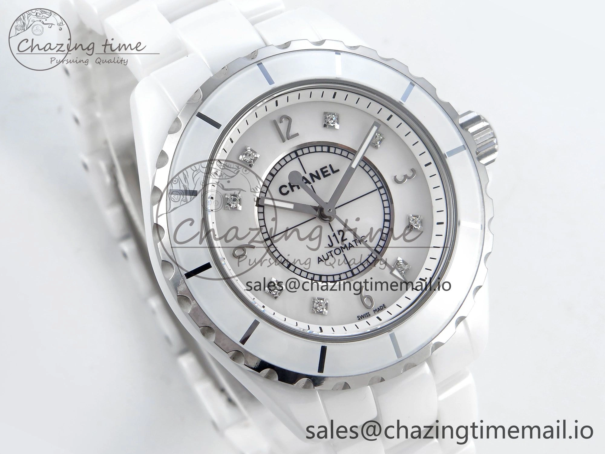J13 38mm White Ceramic HTF 1:1 Best Edition White Dial Diamonds Numbers Makers on Bracelet A2892