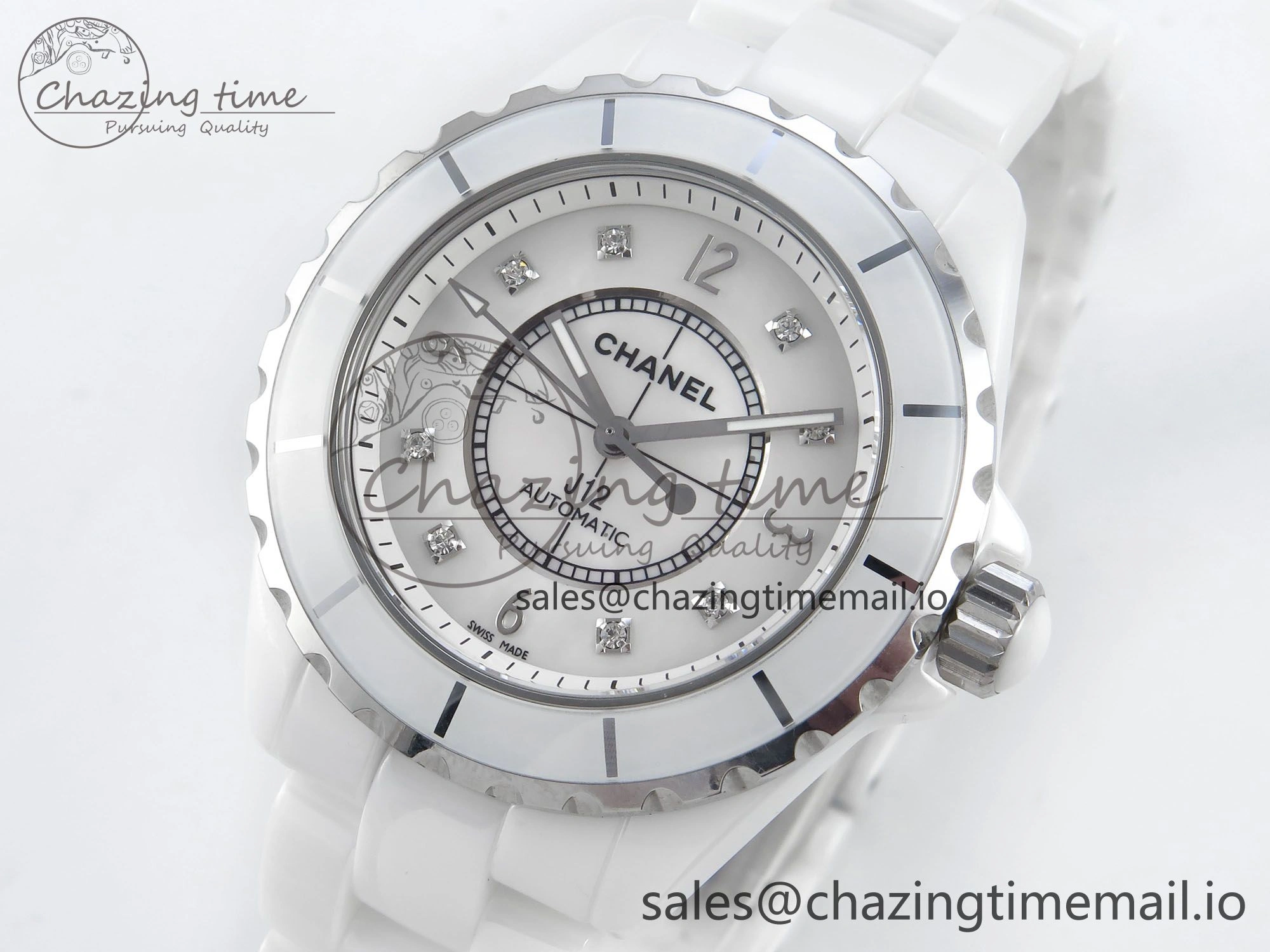 J13 38mm White Ceramic HTF 1:1 Best Edition White Dial Diamonds Numbers Makers on Bracelet A2892