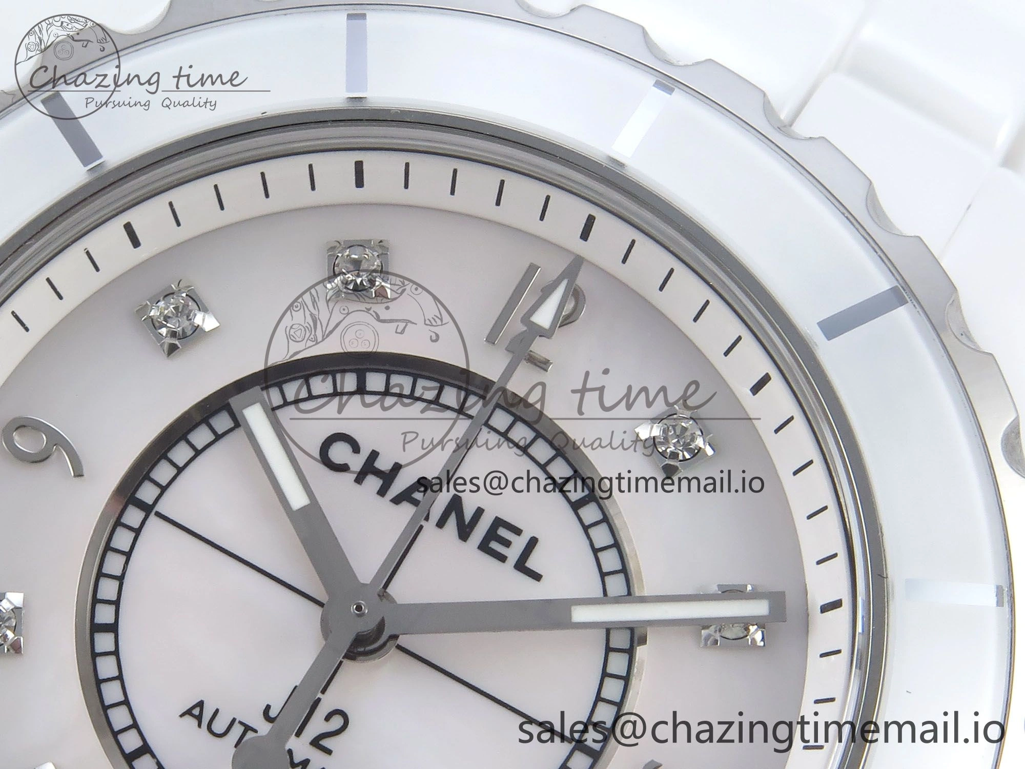 J13 38mm White Ceramic HTF 1:1 Best Edition White Dial Diamonds Numbers Makers on Bracelet A2892