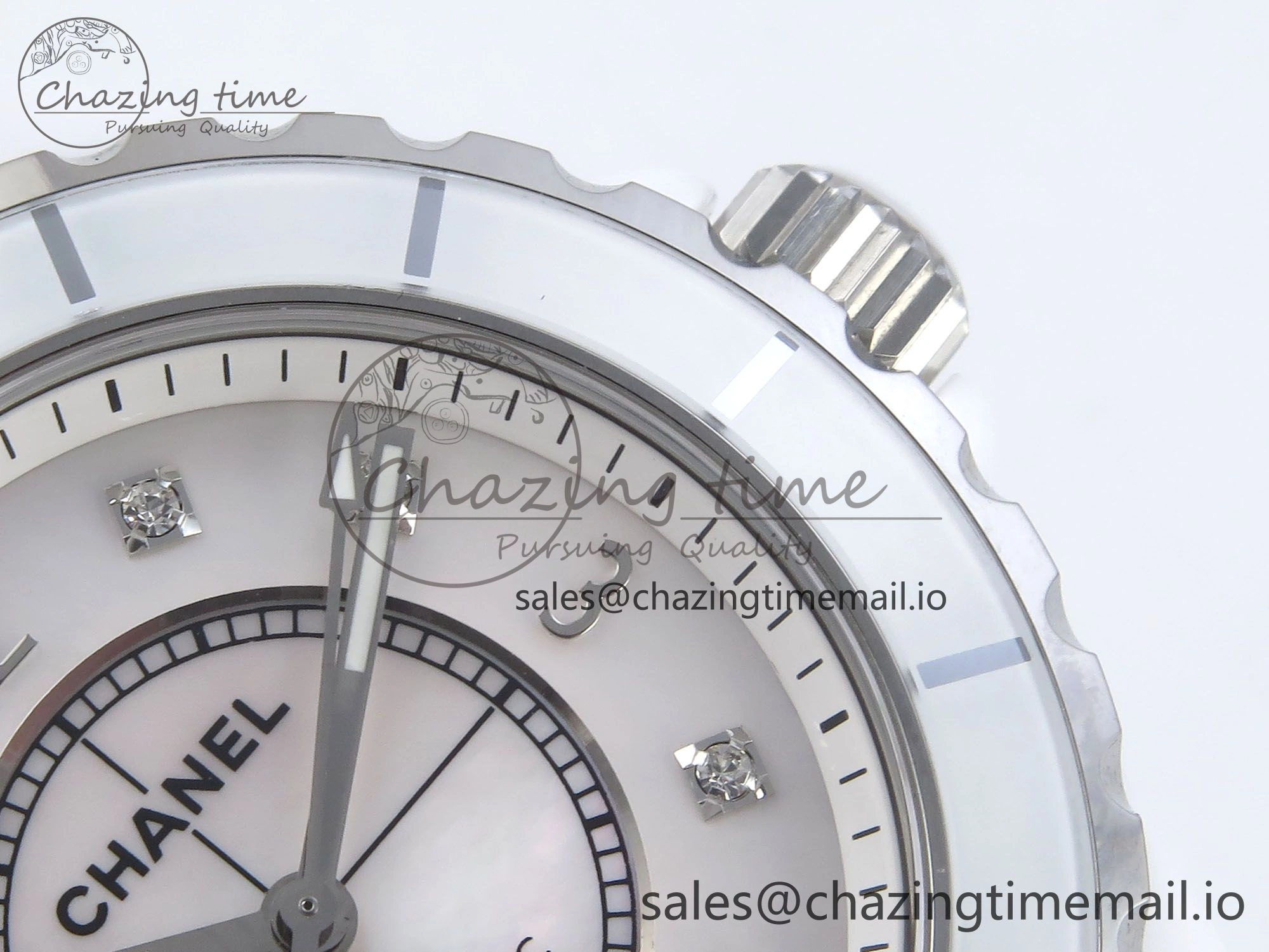 J13 38mm White Ceramic HTF 1:1 Best Edition White Dial Diamonds Numbers Makers on Bracelet A2892