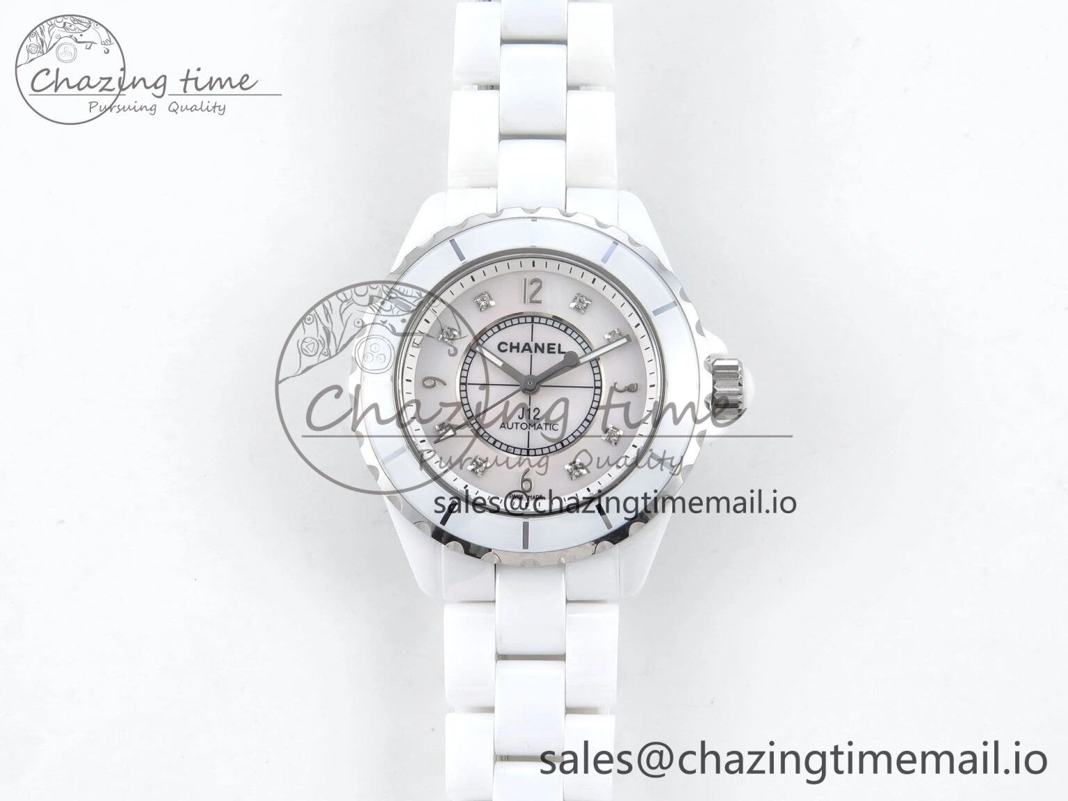 J13 38mm White Ceramic HTF 1:1 Best Edition White Dial Diamonds Numbers Makers on Bracelet A2892