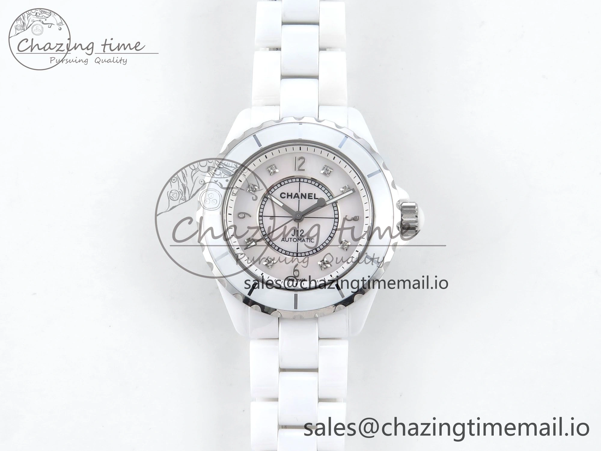 J13 38mm White Ceramic HTF 1:1 Best Edition White Dial Diamonds Numbers Makers on Bracelet A2892