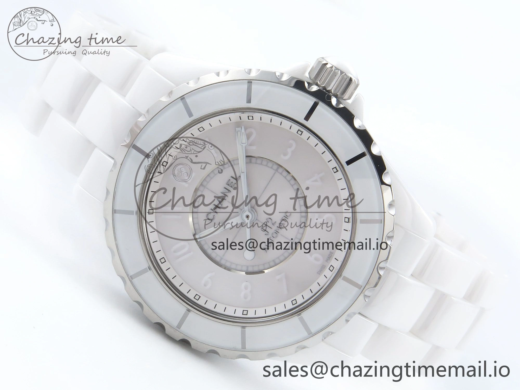 J13 38mm White Ceramic HTF 1:1 Best Edition White Dial Numbers Makers on Bracelet A2892
