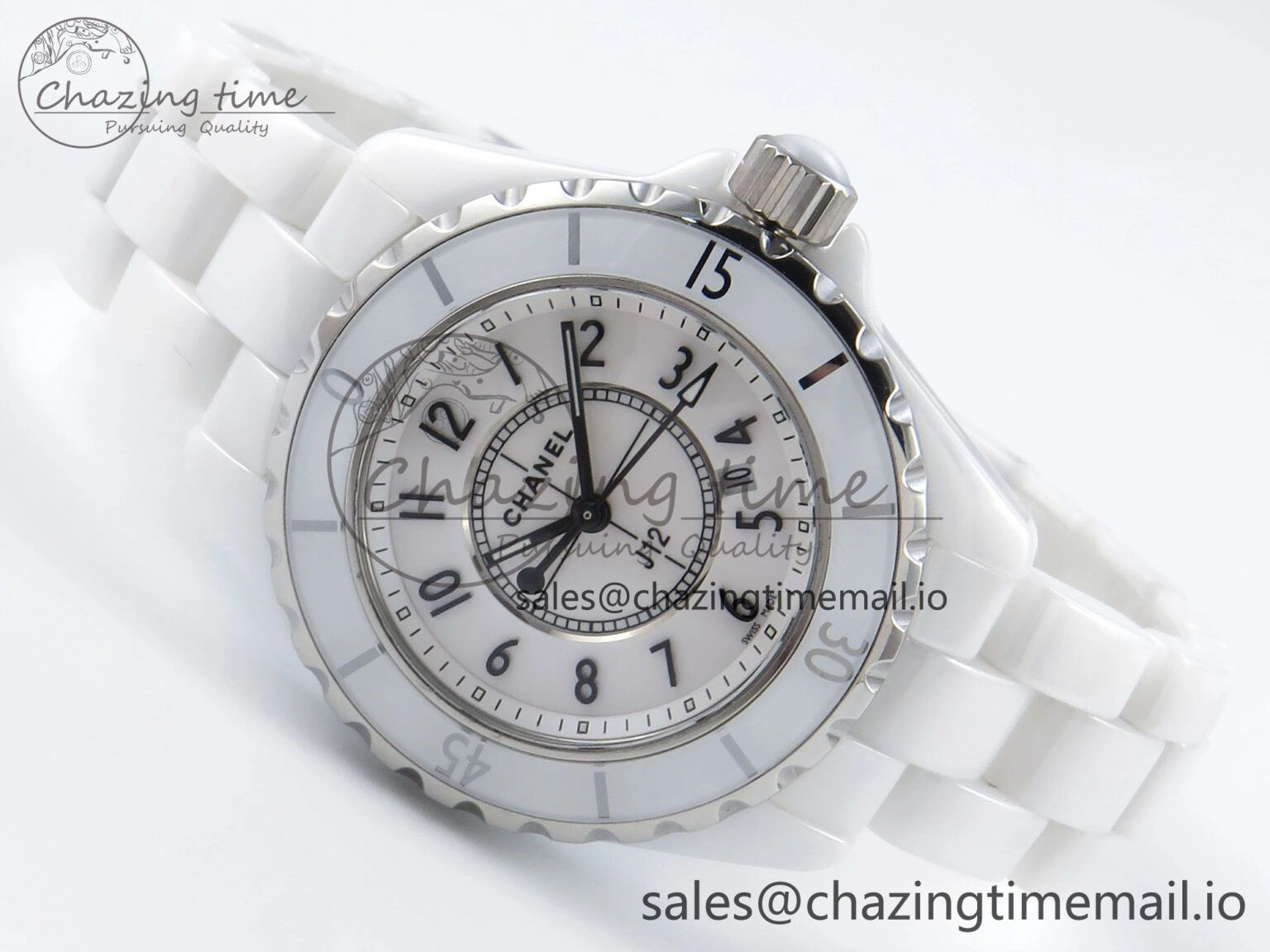J13 38mm White Ceramic HTF 1:1 Best Edition White Dial on Bracelet Swiss Quartz