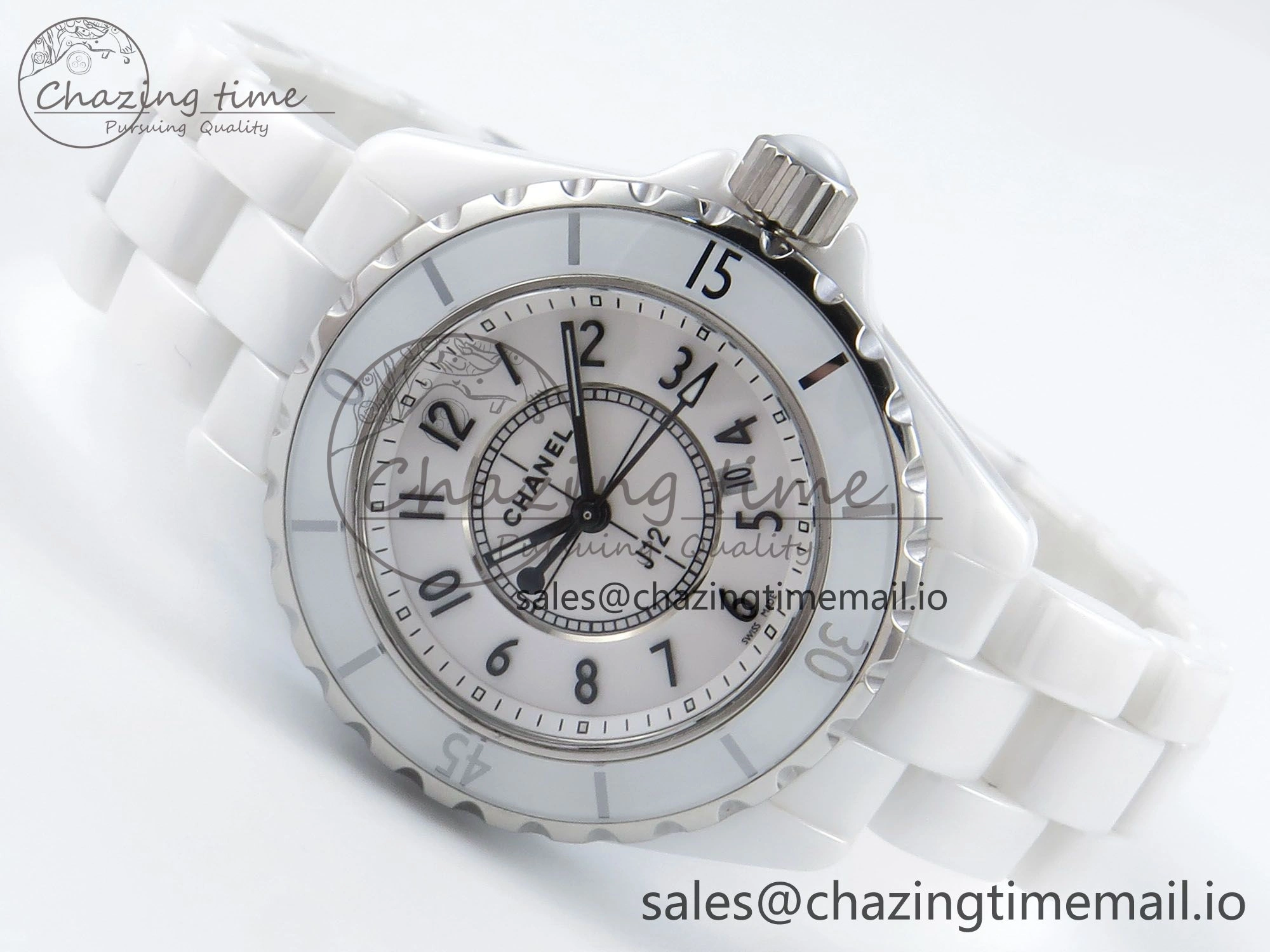 J13 38mm White Ceramic HTF 1:1 Best Edition White Dial on Bracelet Swiss Quartz