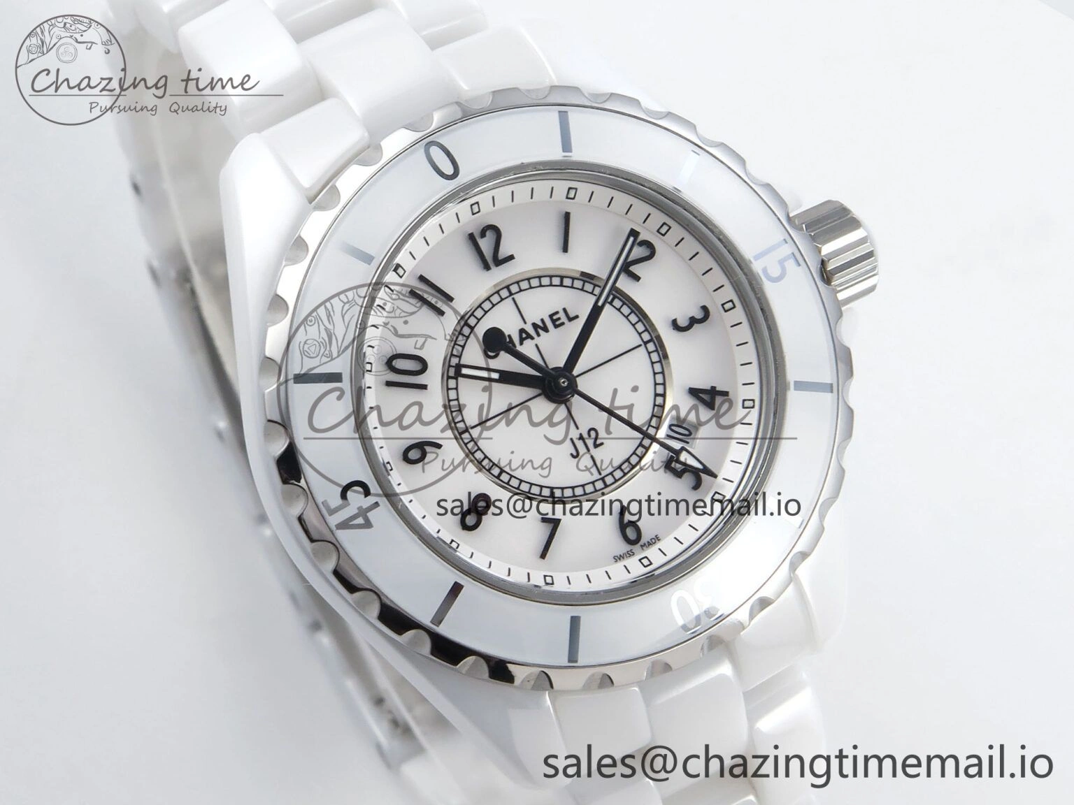J13 38mm White Ceramic HTF 1:1 Best Edition White Dial on Bracelet Swiss Quartz