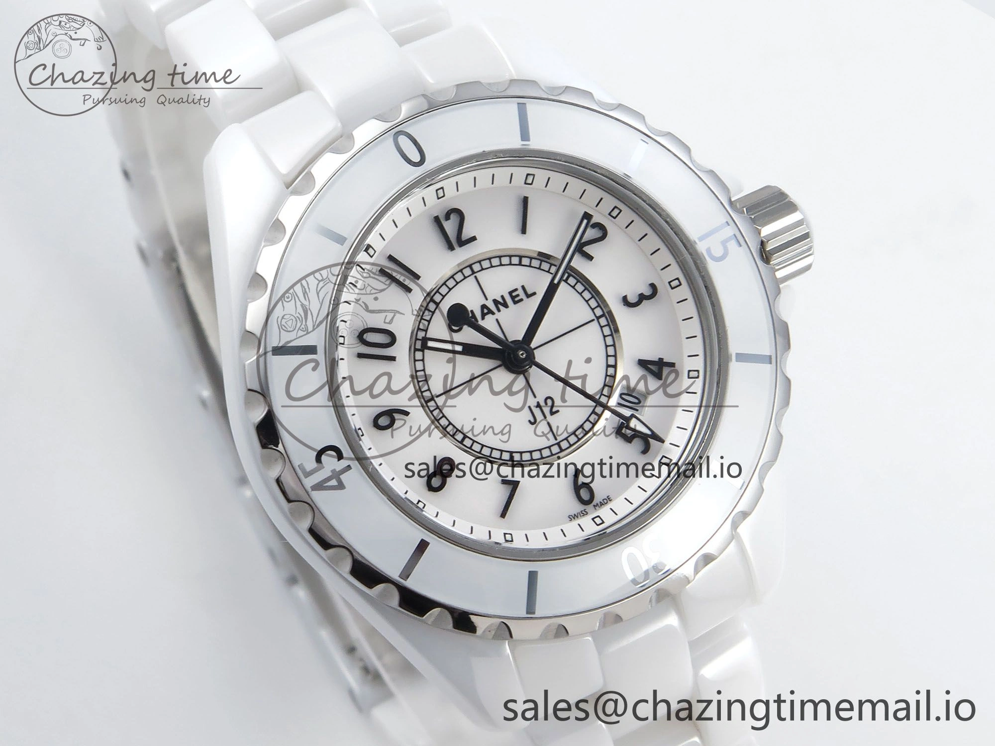 J13 38mm White Ceramic HTF 1:1 Best Edition White Dial on Bracelet Swiss Quartz