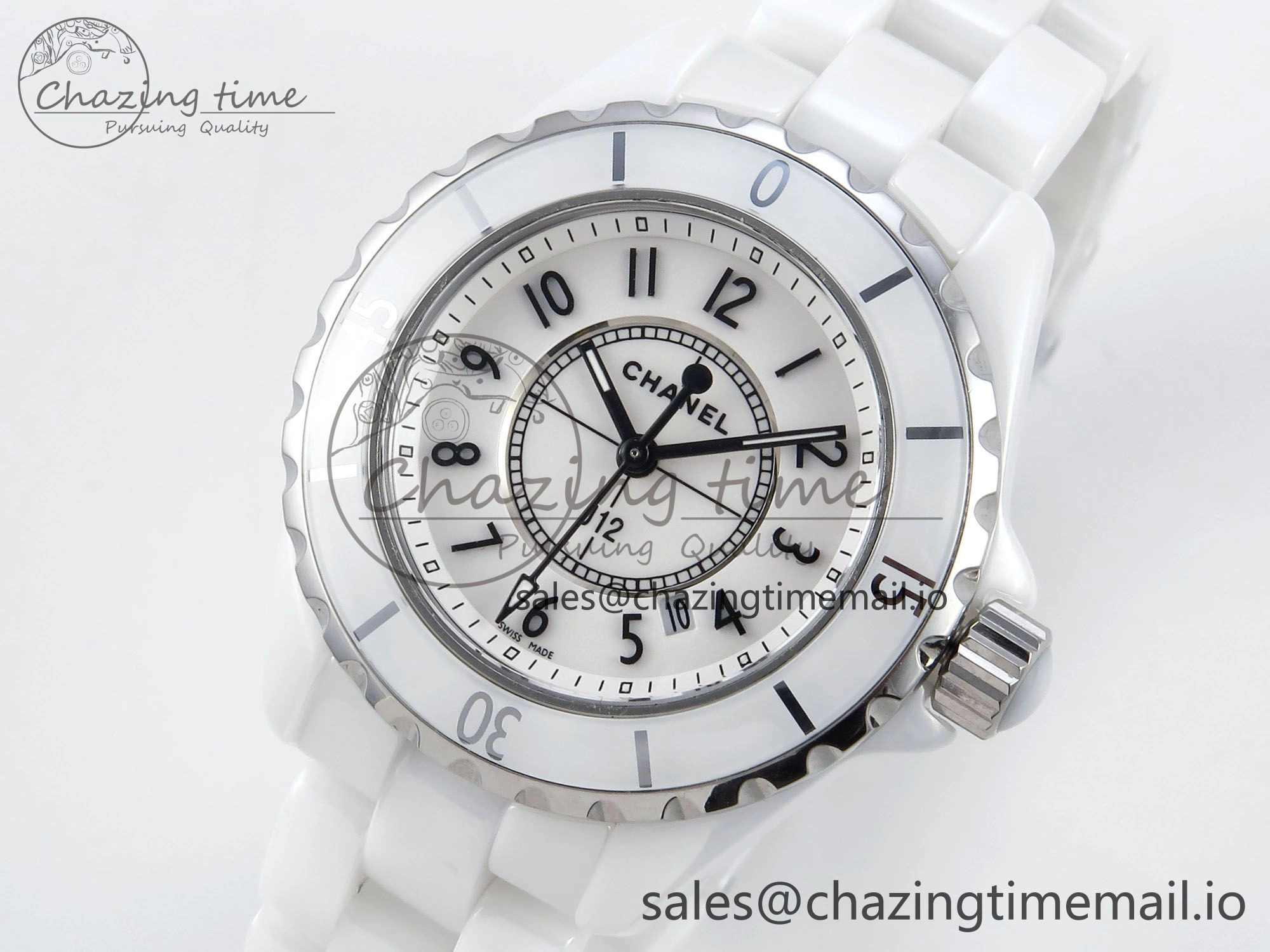 J13 38mm White Ceramic HTF 1:1 Best Edition White Dial on Bracelet Swiss Quartz