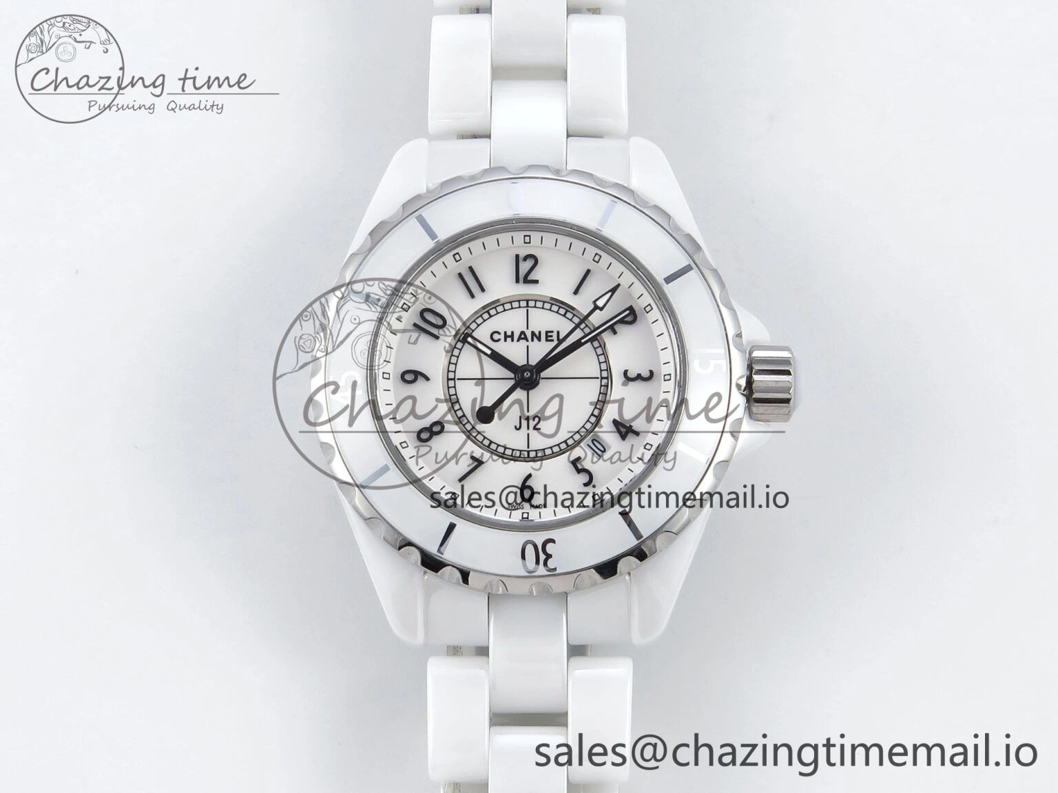 J13 38mm White Ceramic HTF 1:1 Best Edition White Dial on Bracelet Swiss Quartz