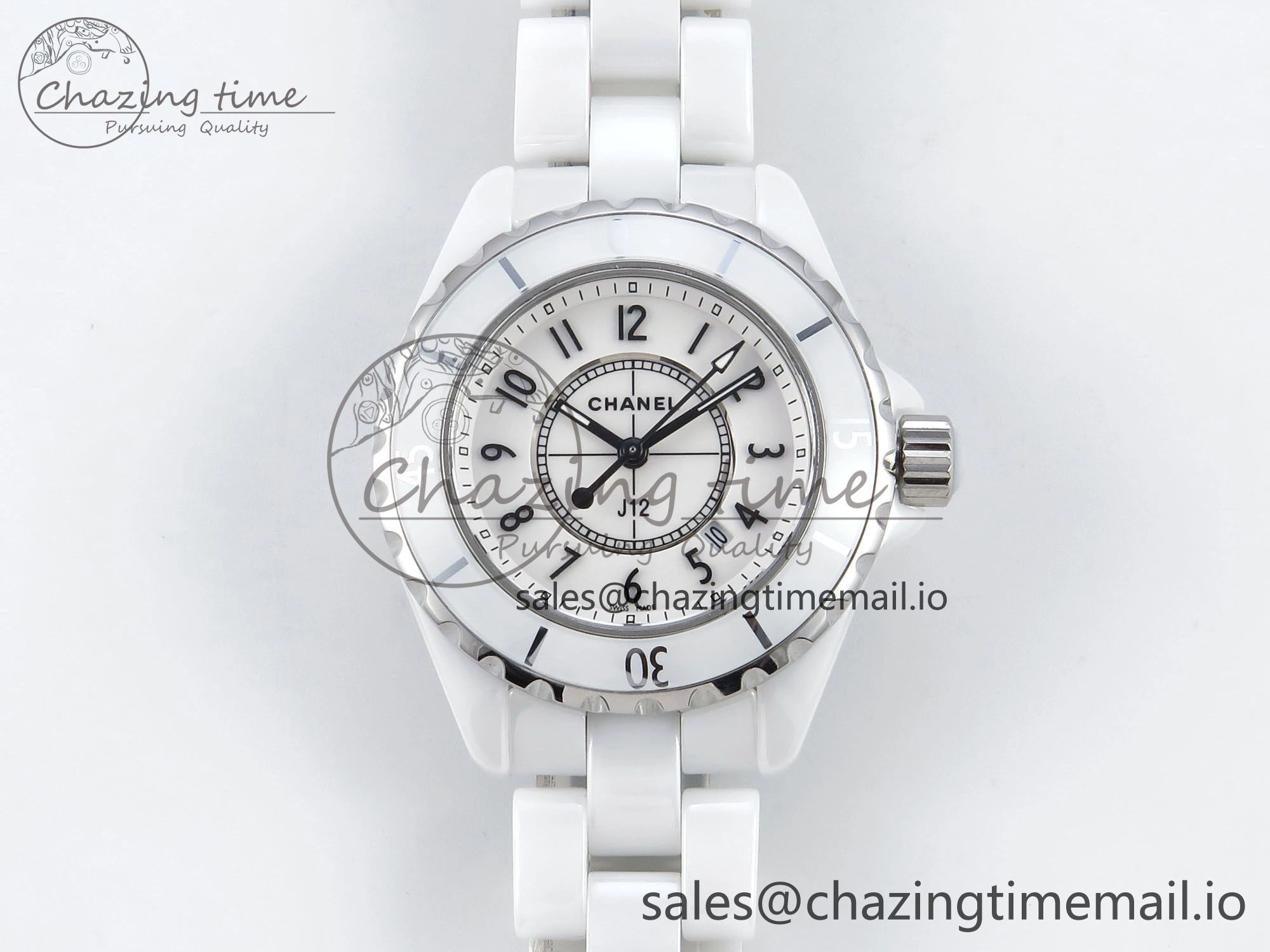 J13 38mm White Ceramic HTF 1:1 Best Edition White Dial on Bracelet Swiss Quartz