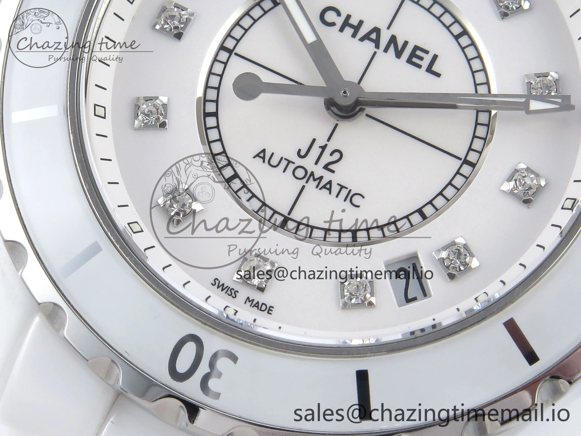 J13 38mm White Ceramic HTF 1:1 Best Edition White Diamonds Dial on Bracelet A2892
