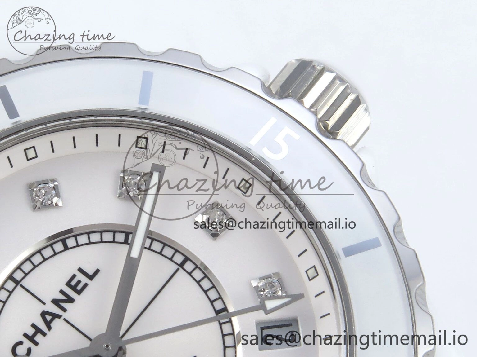 J13 38mm White Ceramic HTF 1:1 Best Edition White Diamonds Dial on Bracelet A2892