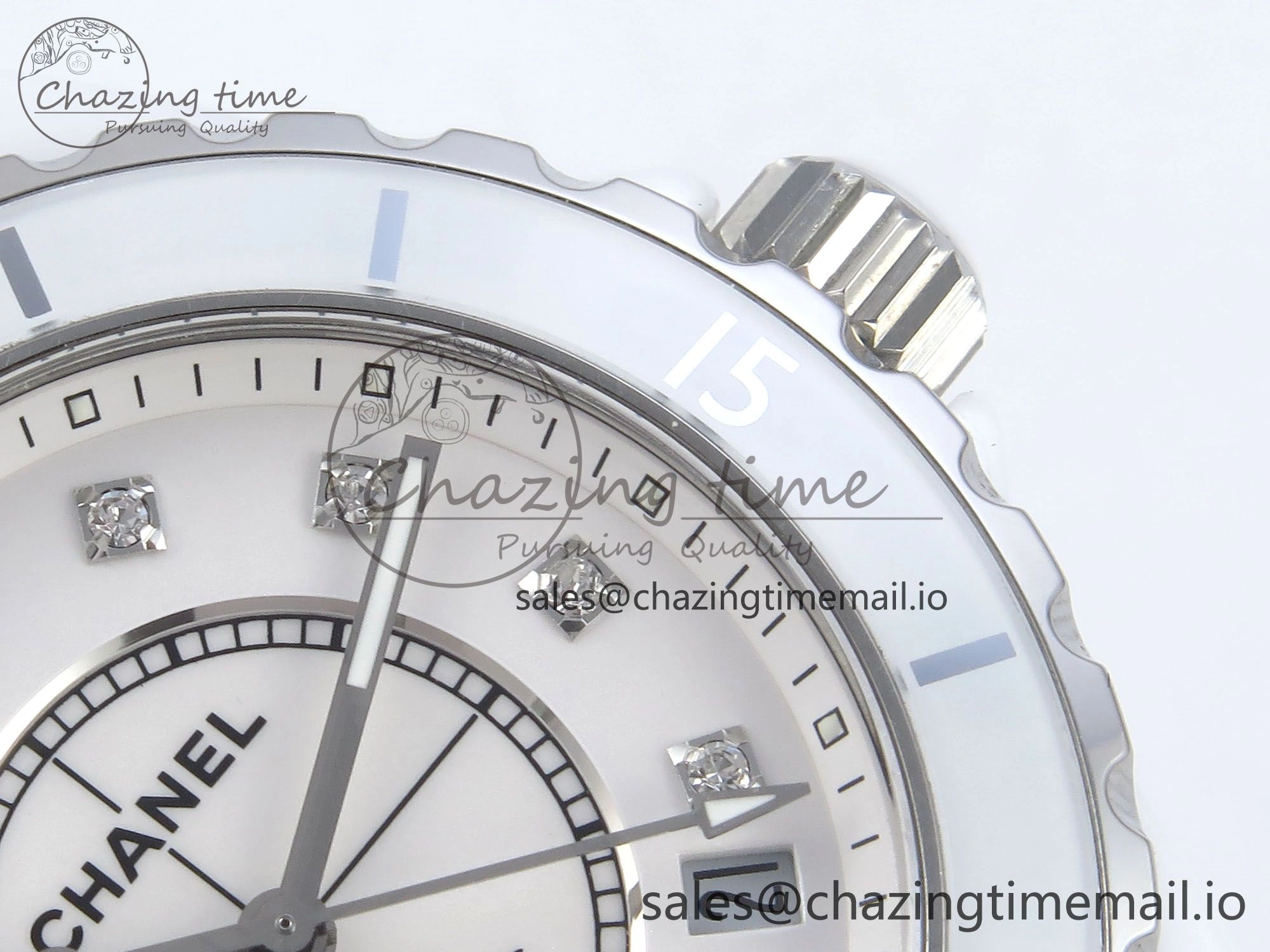 J13 38mm White Ceramic HTF 1:1 Best Edition White Diamonds Dial on Bracelet A2892
