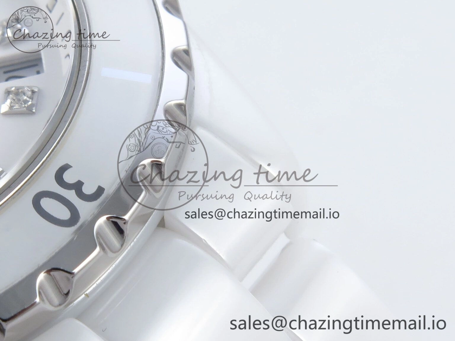 J13 38mm White Ceramic HTF 1:1 Best Edition White Diamonds Dial on Bracelet A2892