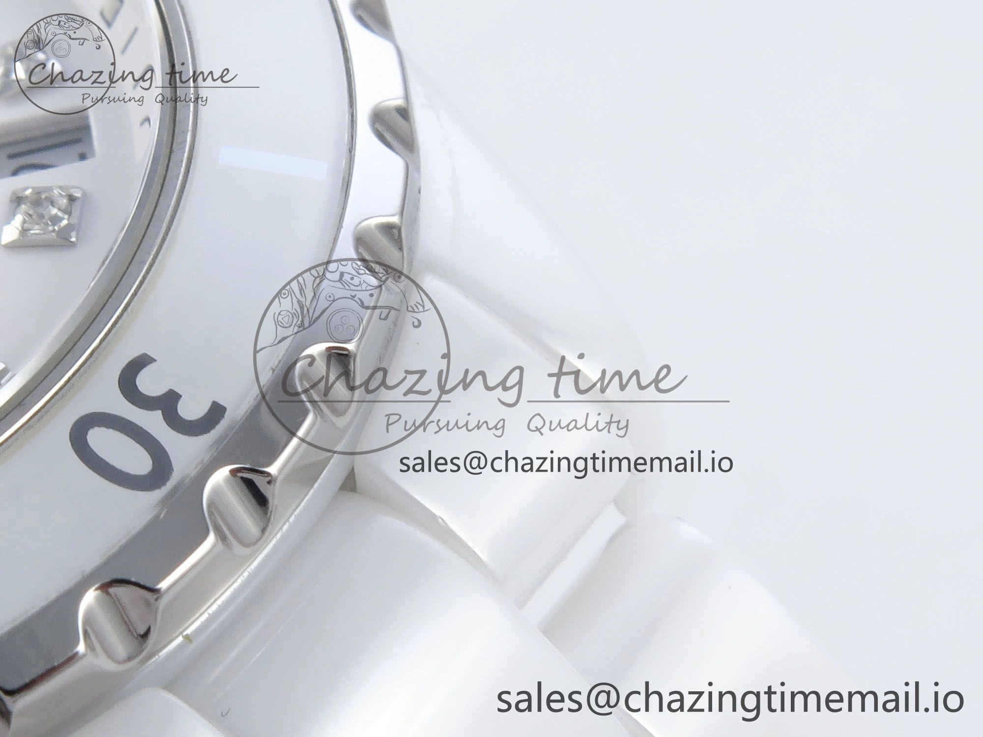 J13 38mm White Ceramic HTF 1:1 Best Edition White Diamonds Dial on Bracelet A2892
