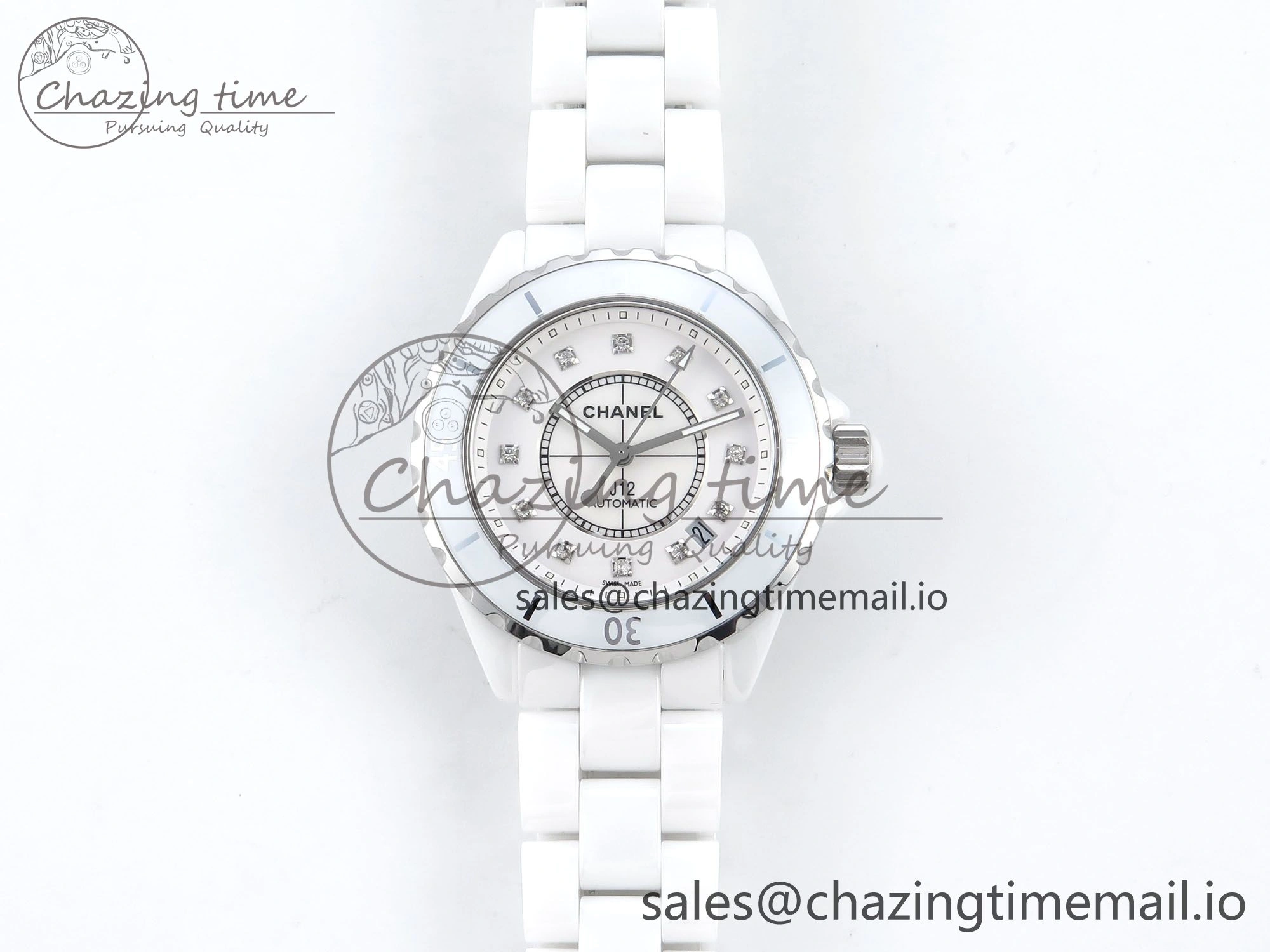 J13 38mm White Ceramic HTF 1:1 Best Edition White Diamonds Dial on Bracelet A2892