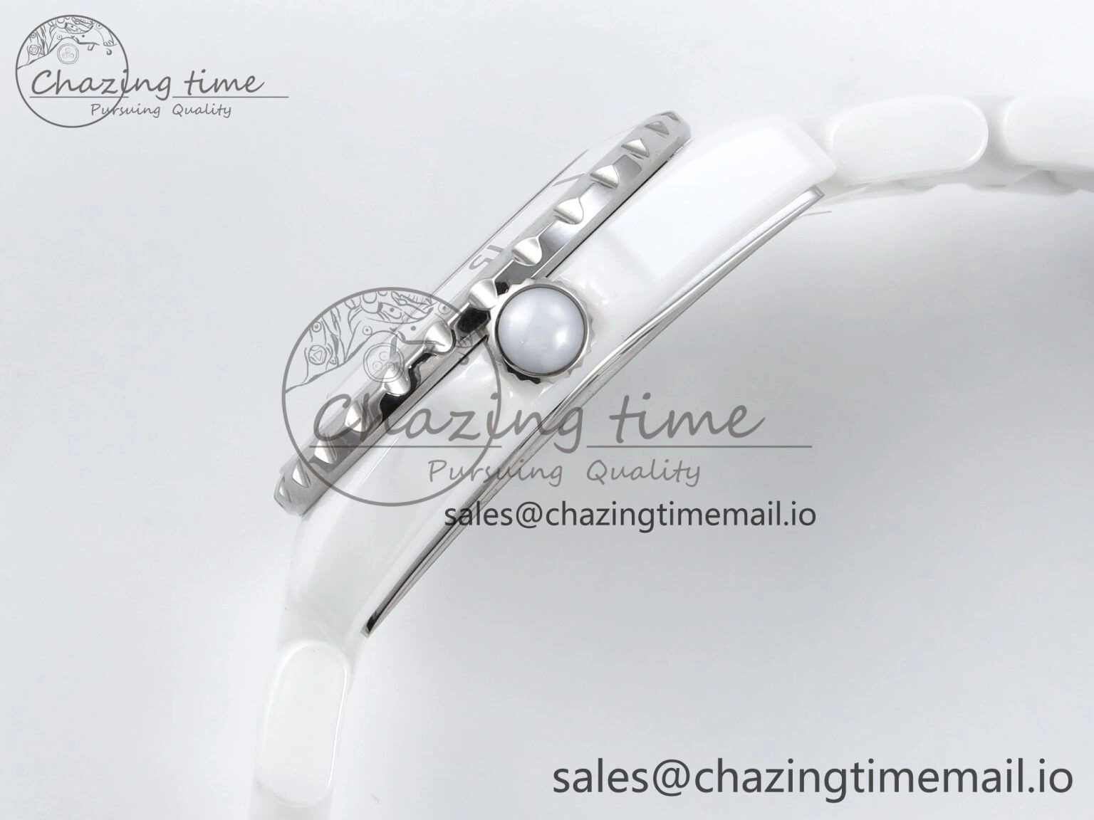 J13 38mm White Ceramic HTF 1:1 Best Edition White MOP Dial on Bracelet Swiss Quartz
