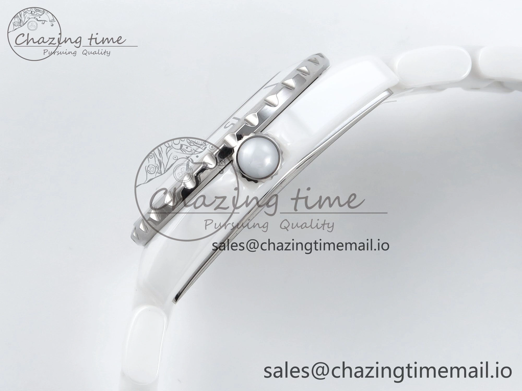 J13 38mm White Ceramic HTF 1:1 Best Edition White MOP Dial on Bracelet Swiss Quartz