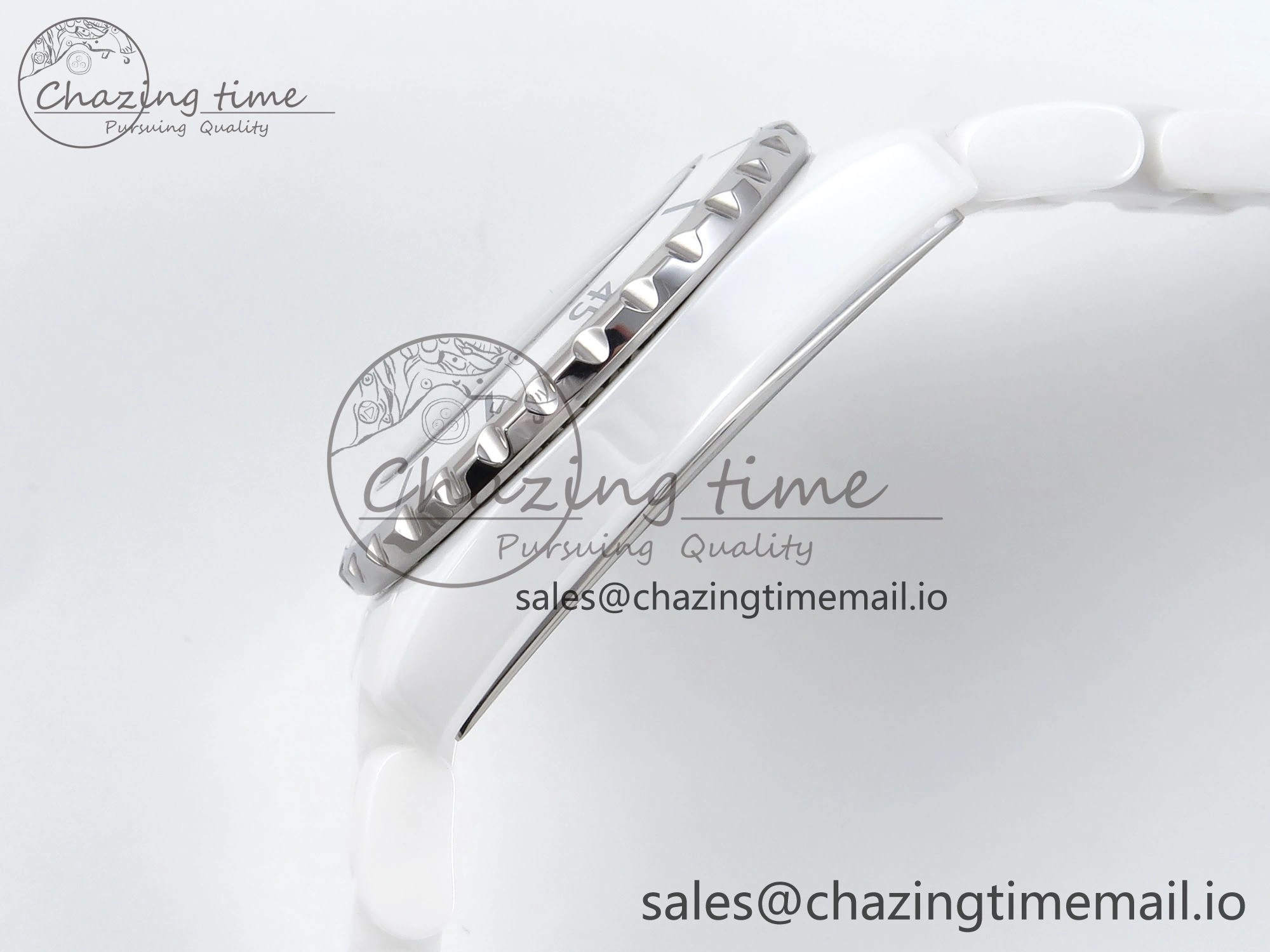 J13 38mm White Ceramic HTF 1:1 Best Edition White MOP Dial on Bracelet Swiss Quartz