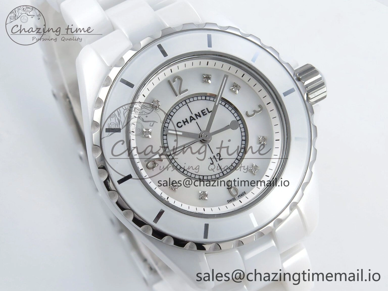 J13 38mm White Ceramic HTF 1:1 Best Edition White MOP Dial on Bracelet Swiss Quartz
