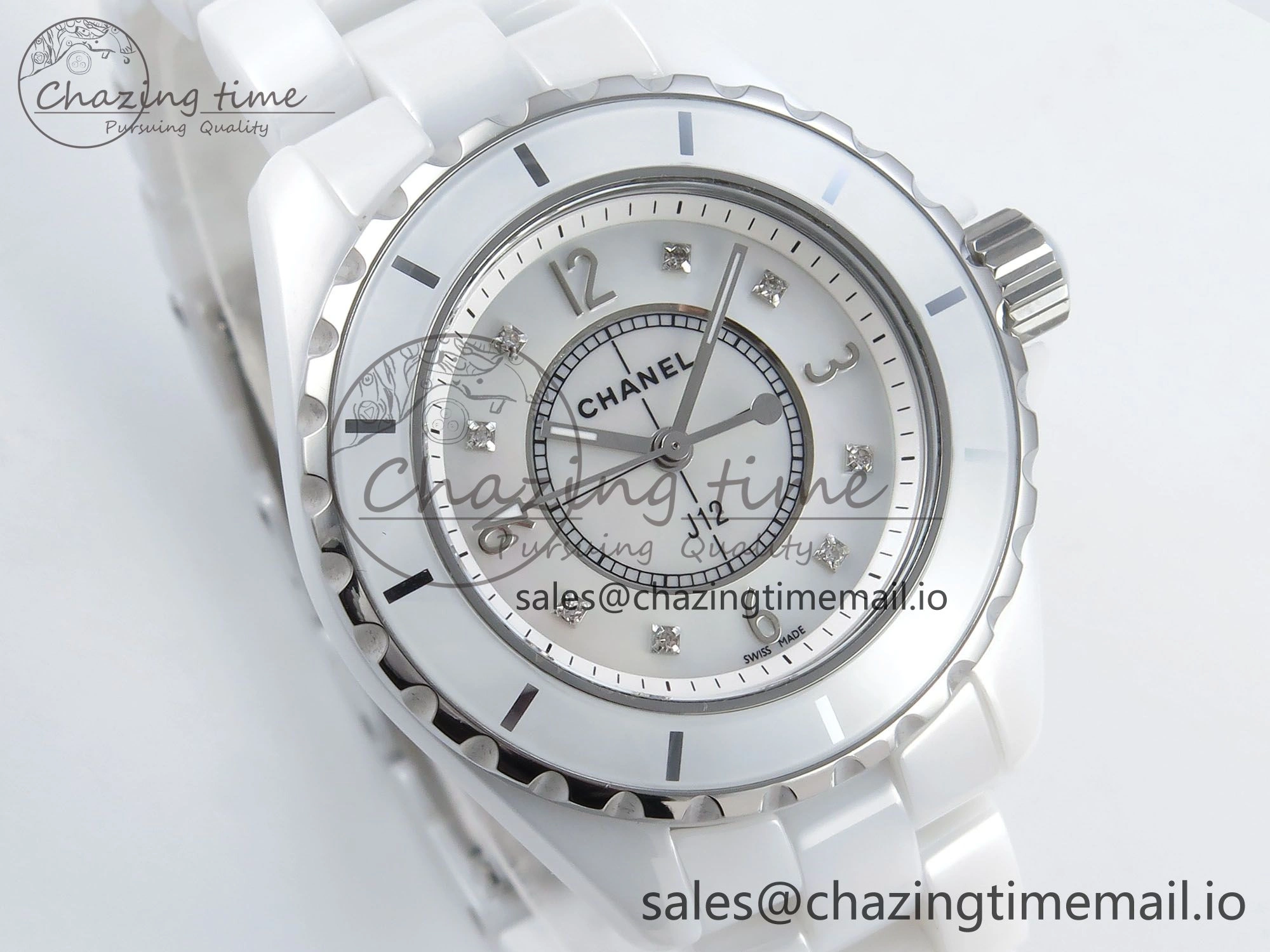 J13 38mm White Ceramic HTF 1:1 Best Edition White MOP Dial on Bracelet Swiss Quartz