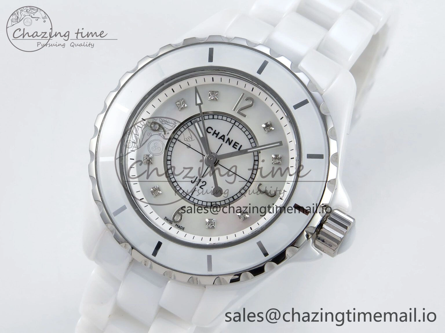 J13 38mm White Ceramic HTF 1:1 Best Edition White MOP Dial on Bracelet Swiss Quartz