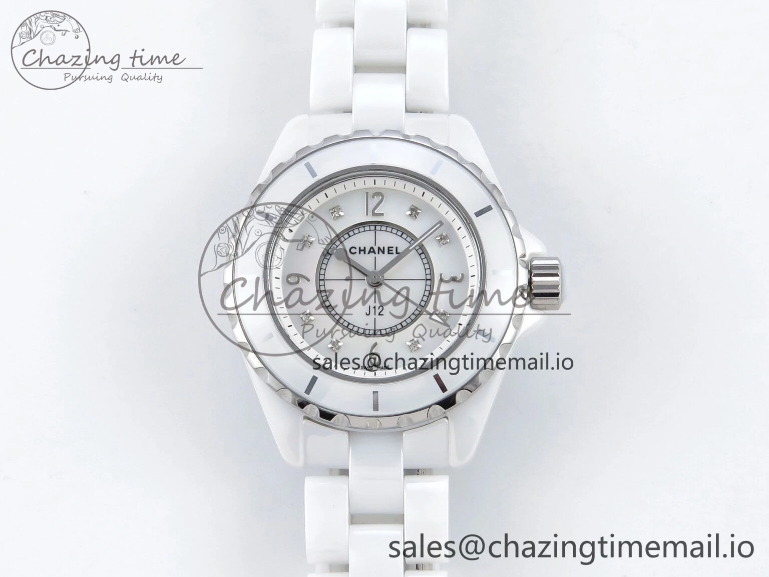 J13 38mm White Ceramic HTF 1:1 Best Edition White MOP Dial on Bracelet Swiss Quartz