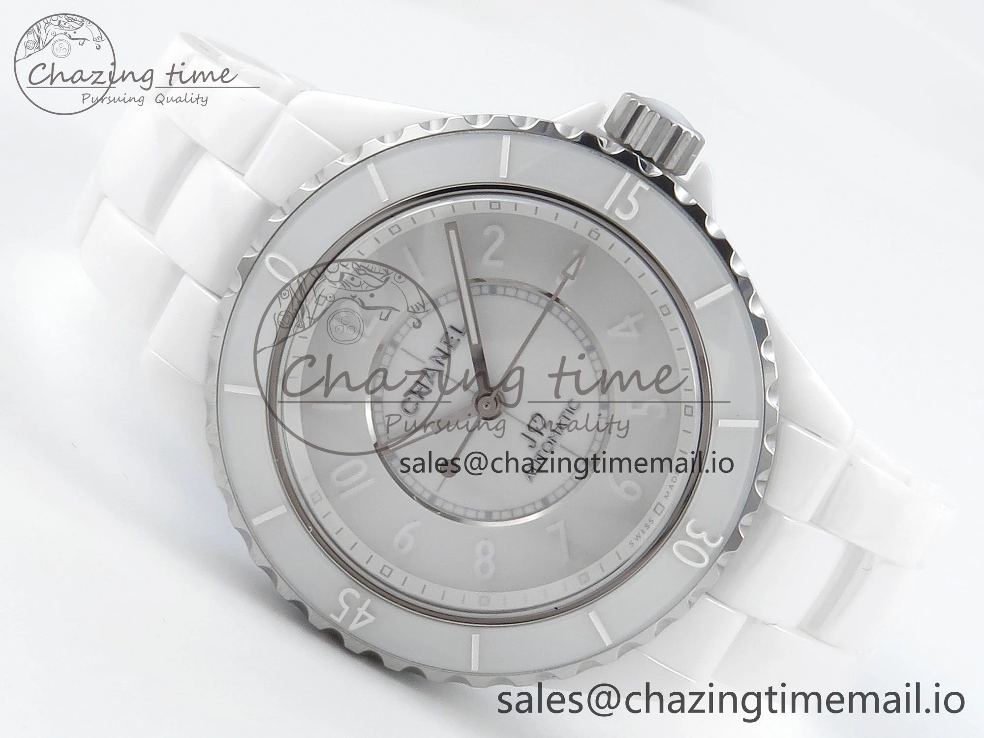 J13 38mm White Ceramic HTF 1:1 Best Edition White Numbers Dial on Bracelet A12.1