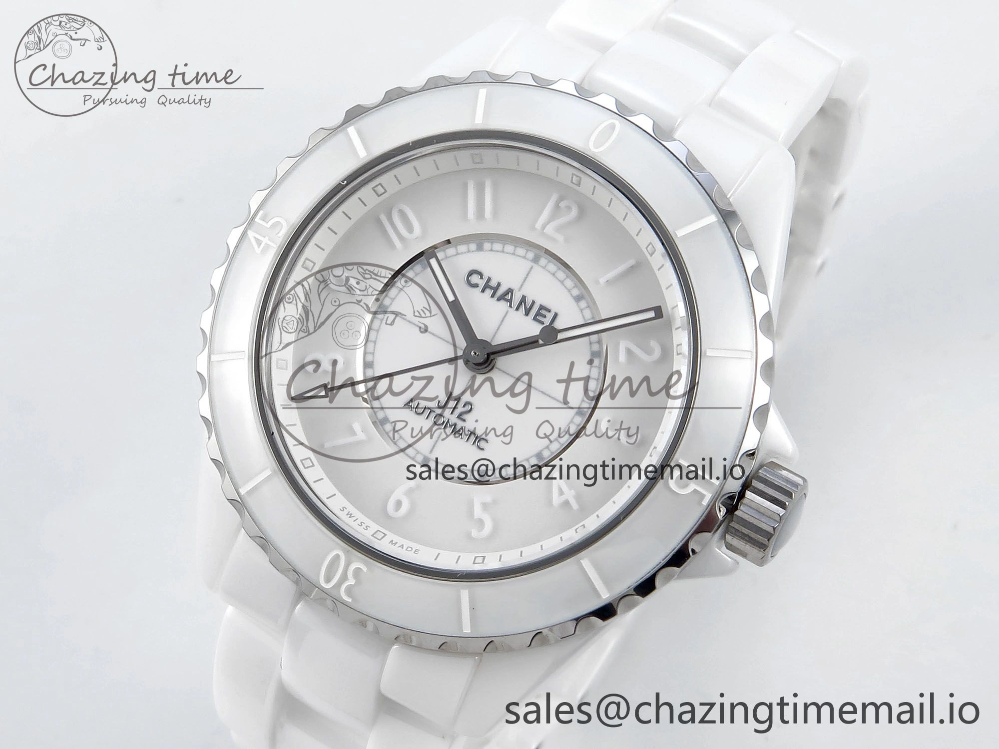 J13 38mm White Ceramic HTF 1:1 Best Edition White Numbers Dial on Bracelet A12.1