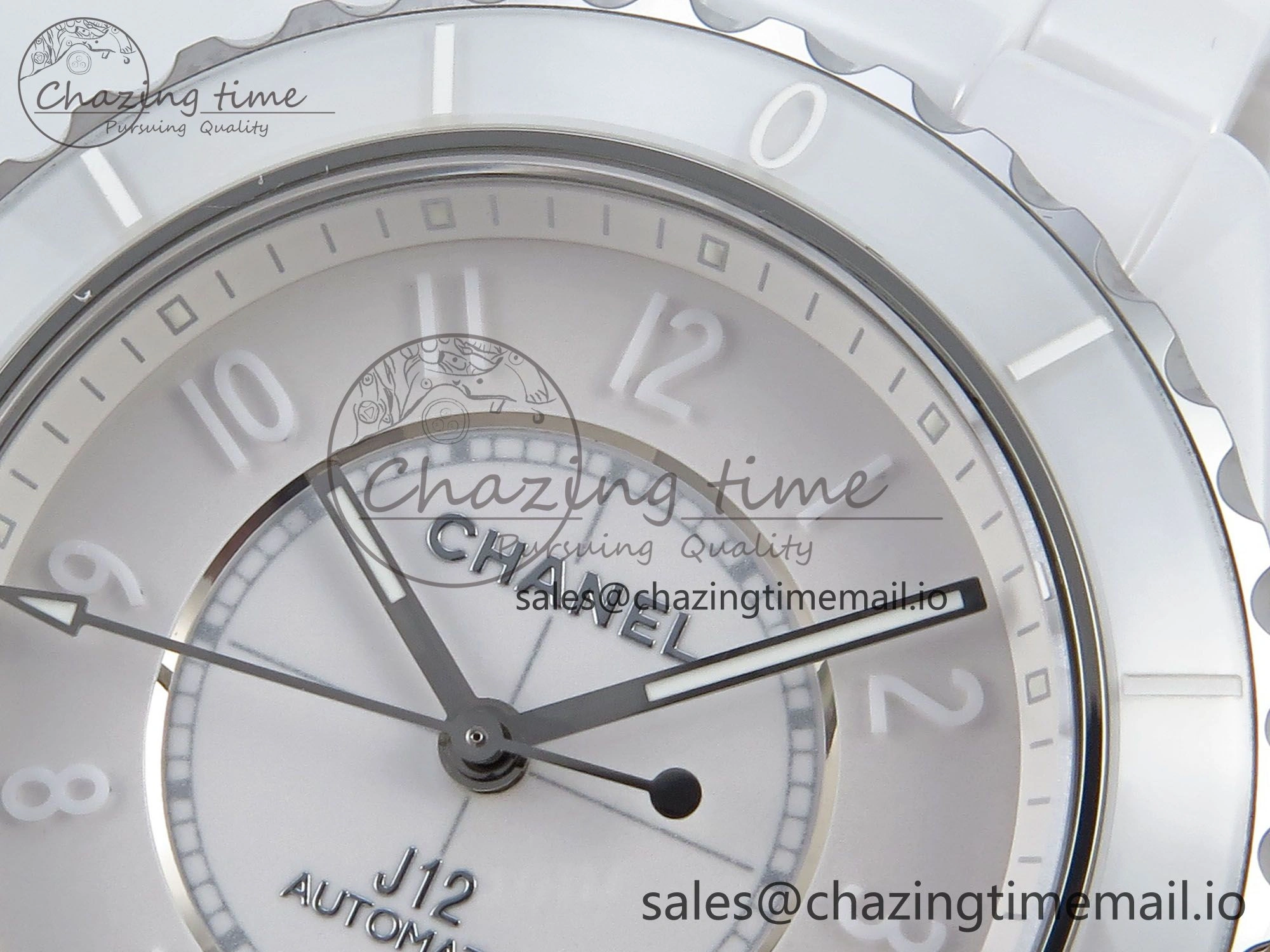 J13 38mm White Ceramic HTF 1:1 Best Edition White Numbers Dial on Bracelet A12.1