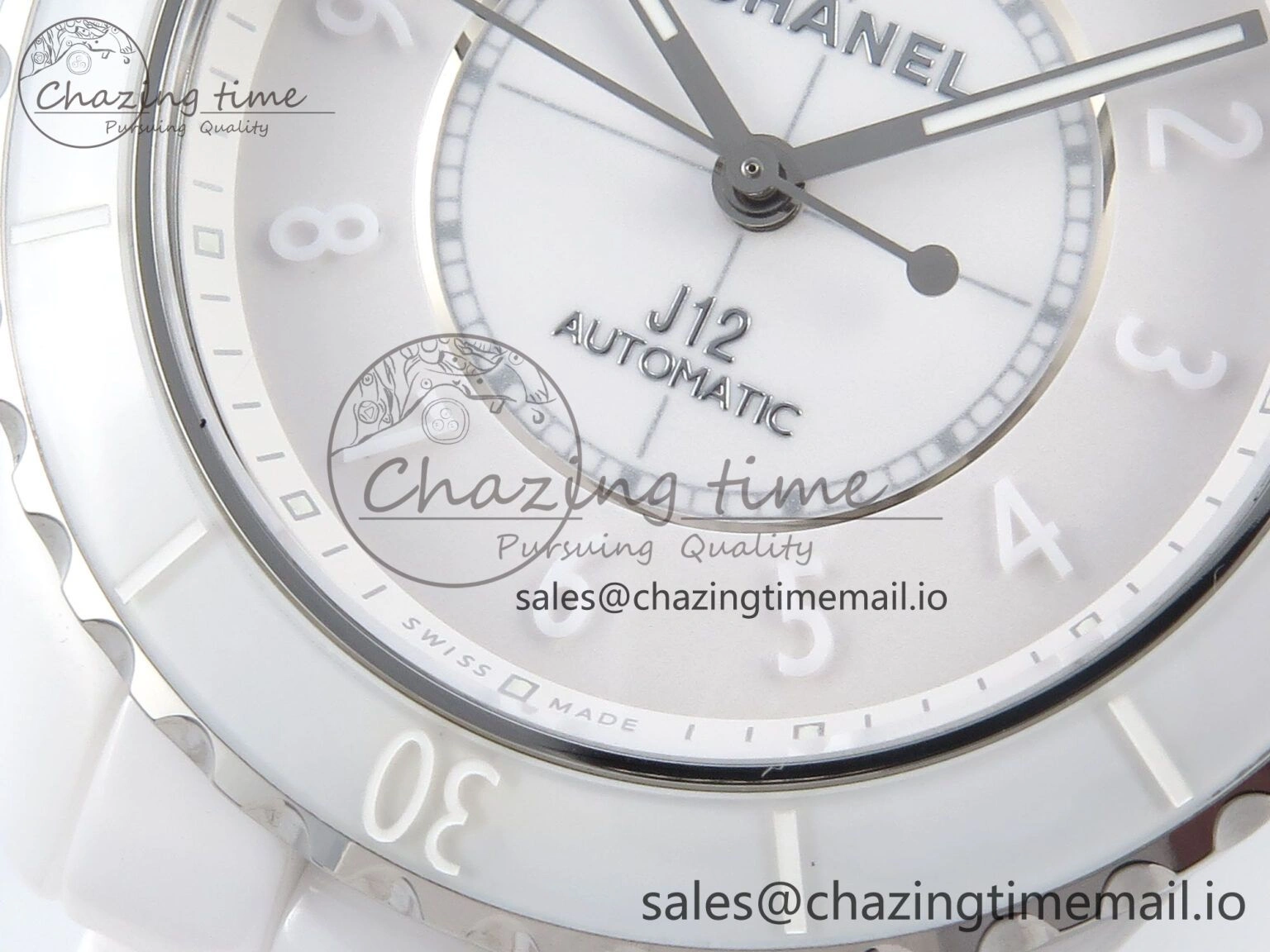 J13 38mm White Ceramic HTF 1:1 Best Edition White Numbers Dial on Bracelet A12.1
