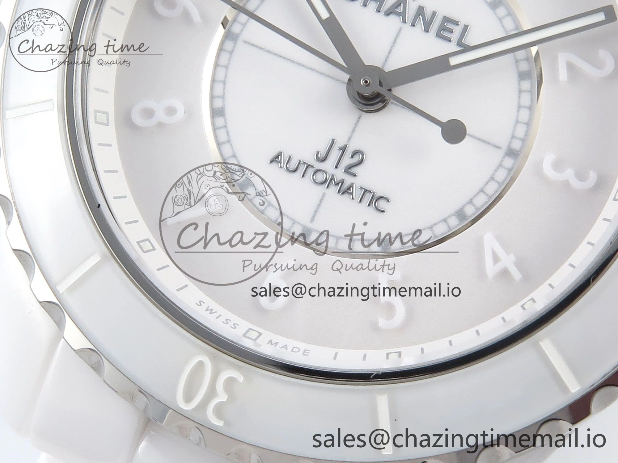 J13 38mm White Ceramic HTF 1:1 Best Edition White Numbers Dial on Bracelet A12.1