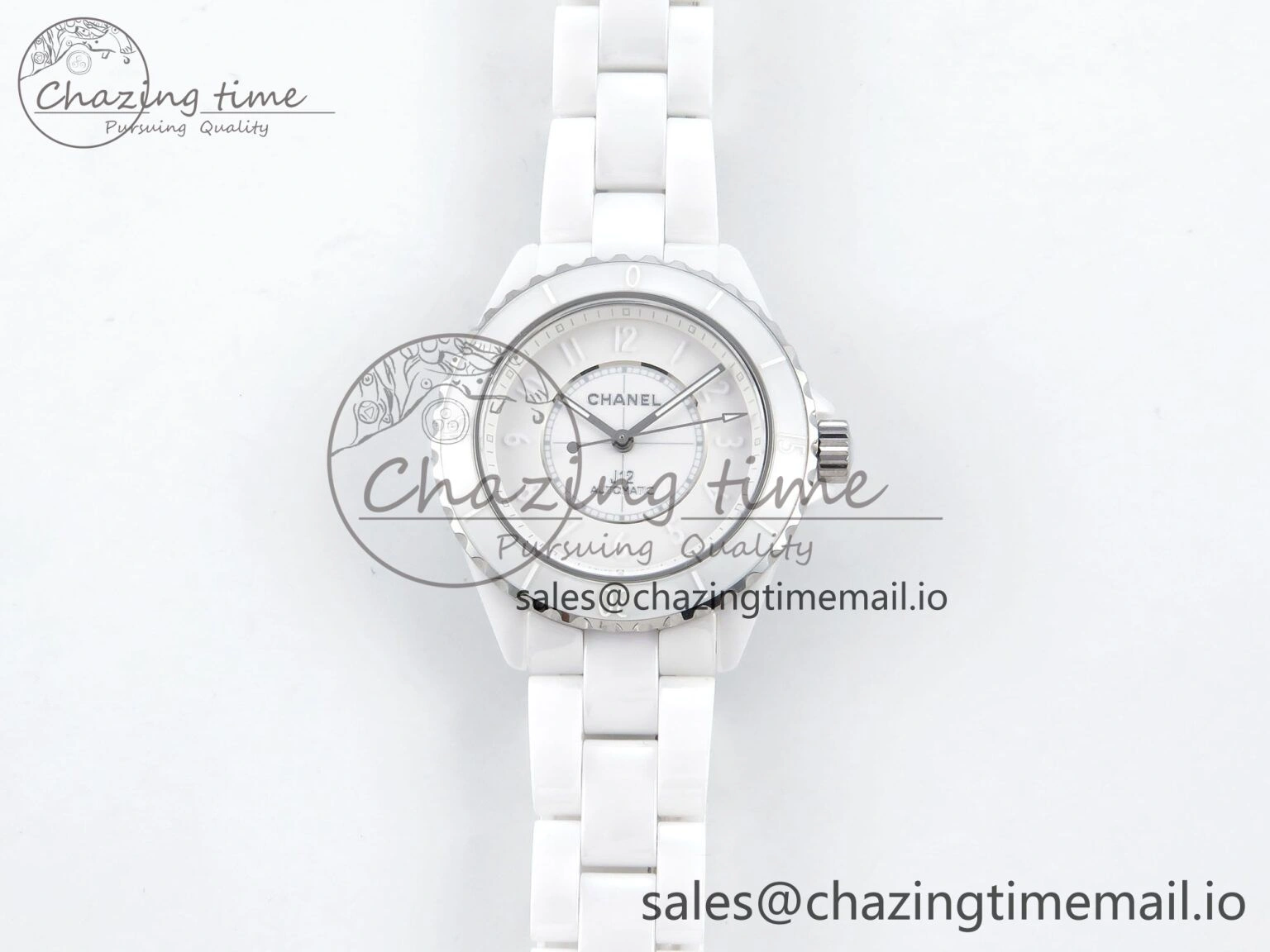 J13 38mm White Ceramic HTF 1:1 Best Edition White Numbers Dial on Bracelet A12.1