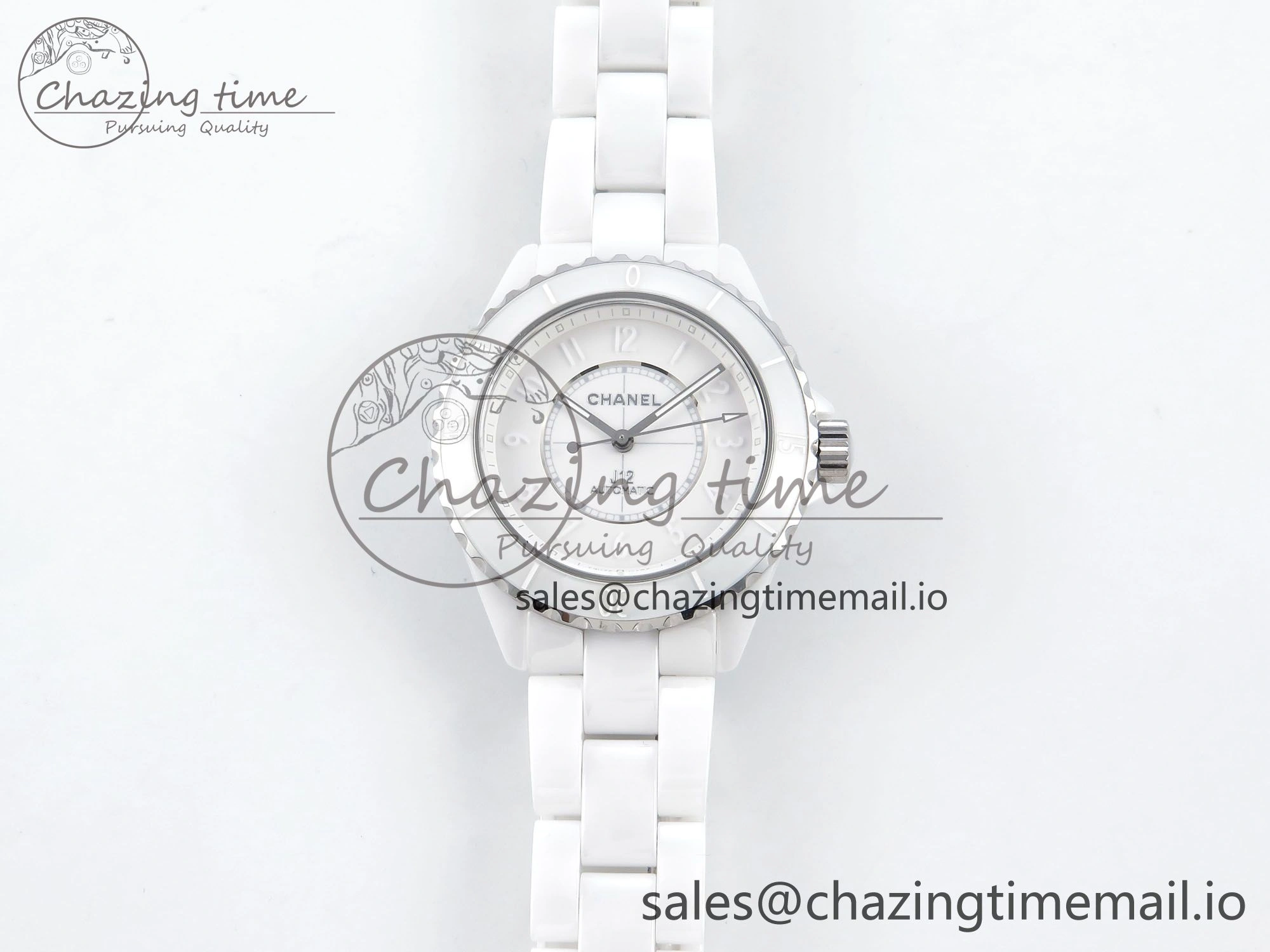 J13 38mm White Ceramic HTF 1:1 Best Edition White Numbers Dial on Bracelet A12.1